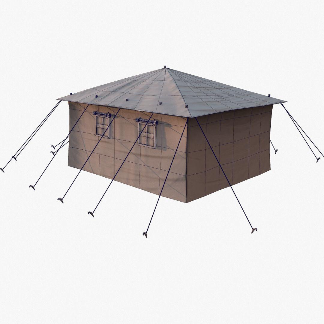 Military Tent Low-poly 3D model_9