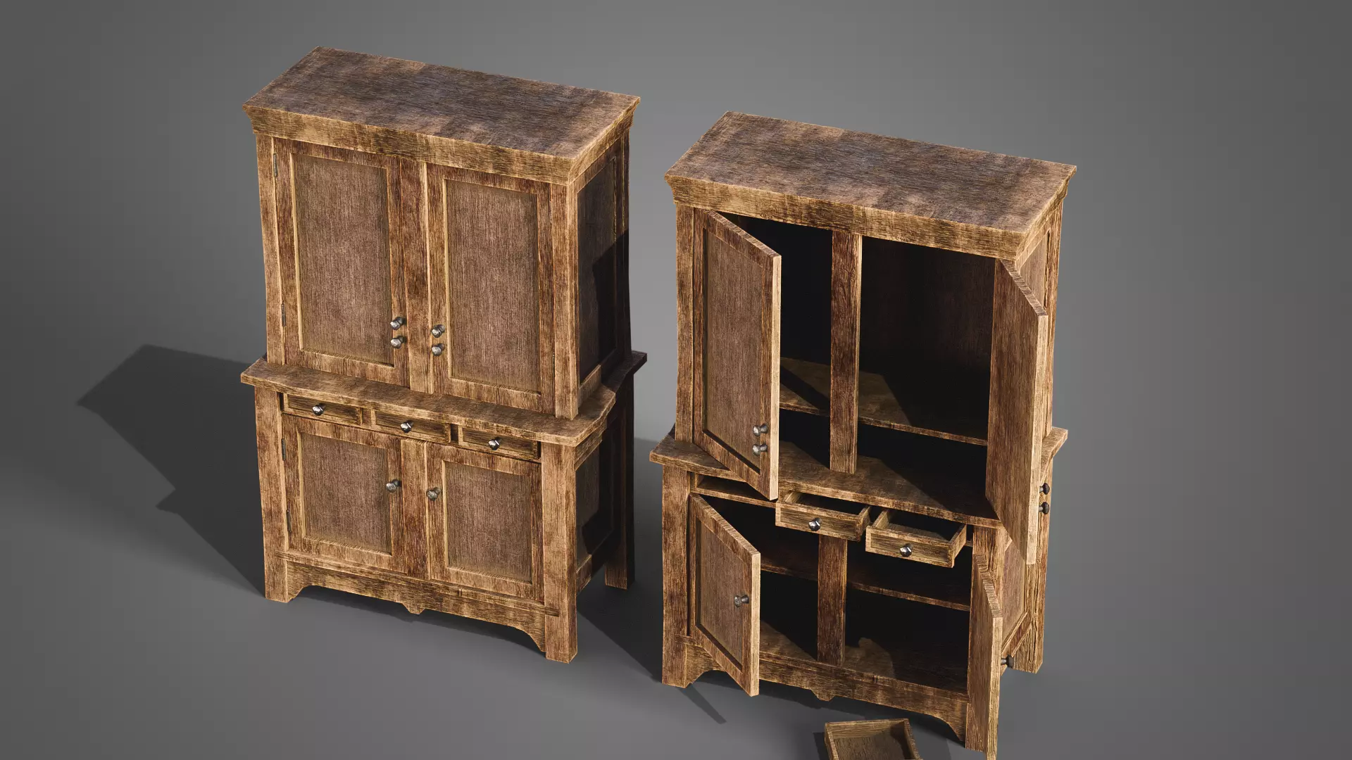 Wardrobe cabinet  Low-poly 3D model_0