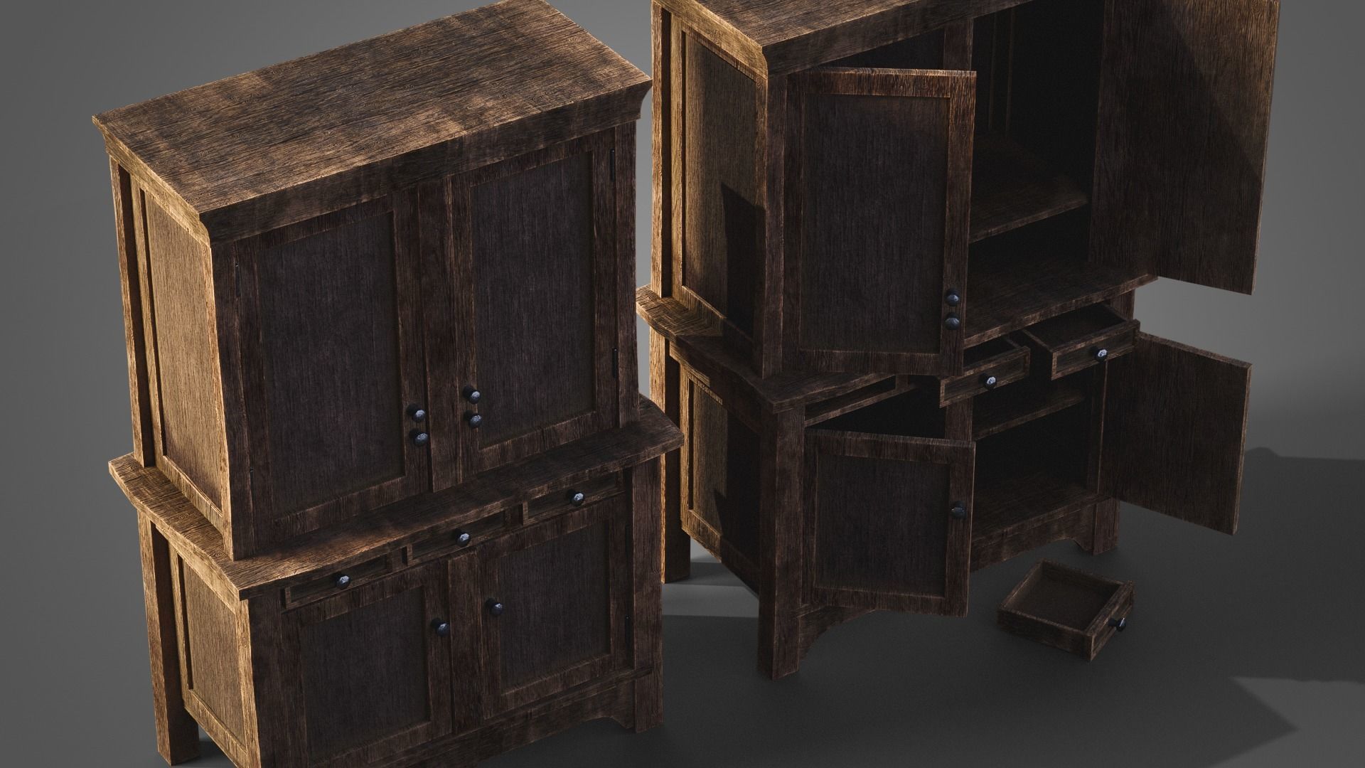 Wardrobe cabinet  Low-poly 3D model_5