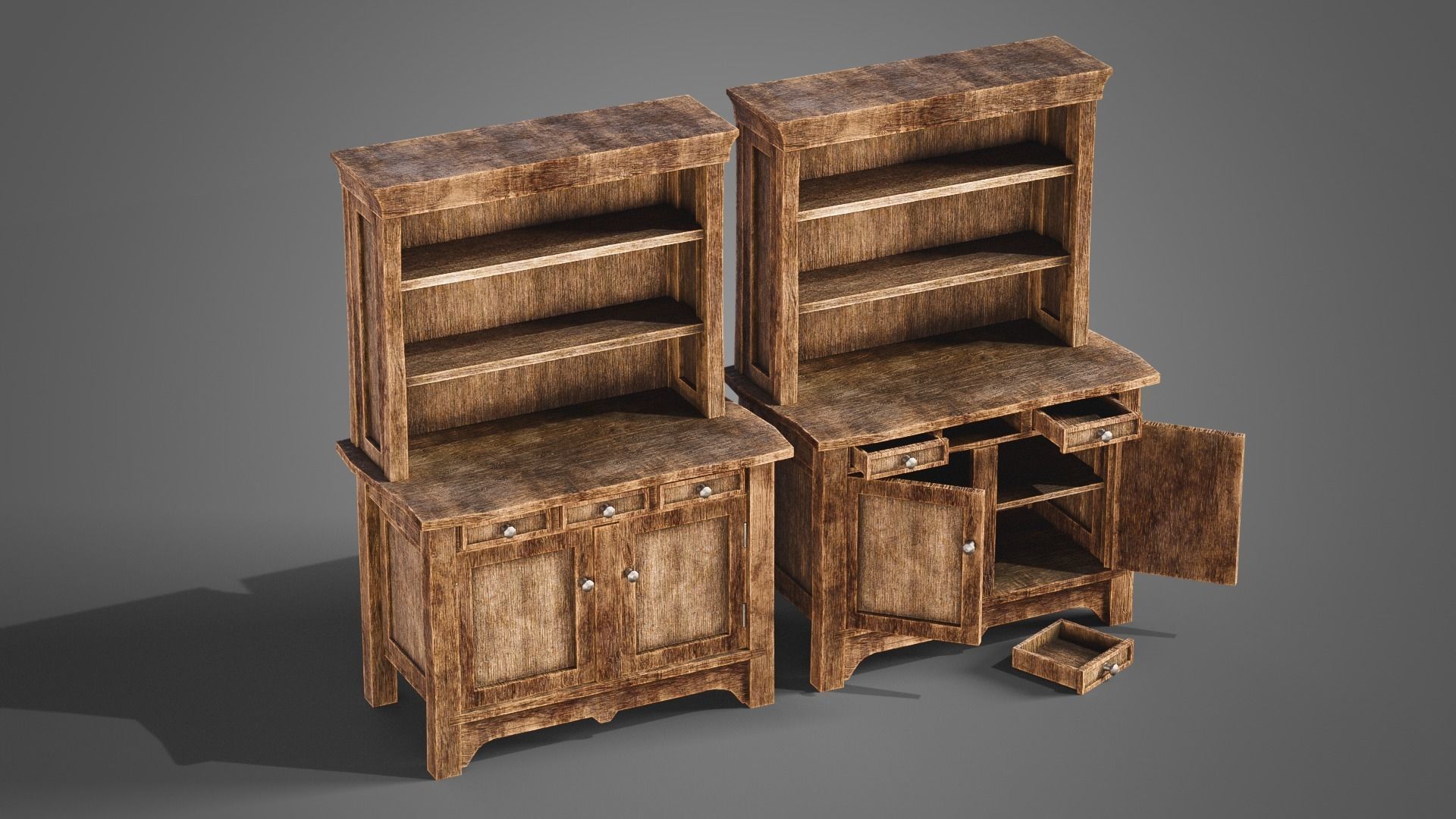 Medieval cabinets and chests Low-poly 3D model_18