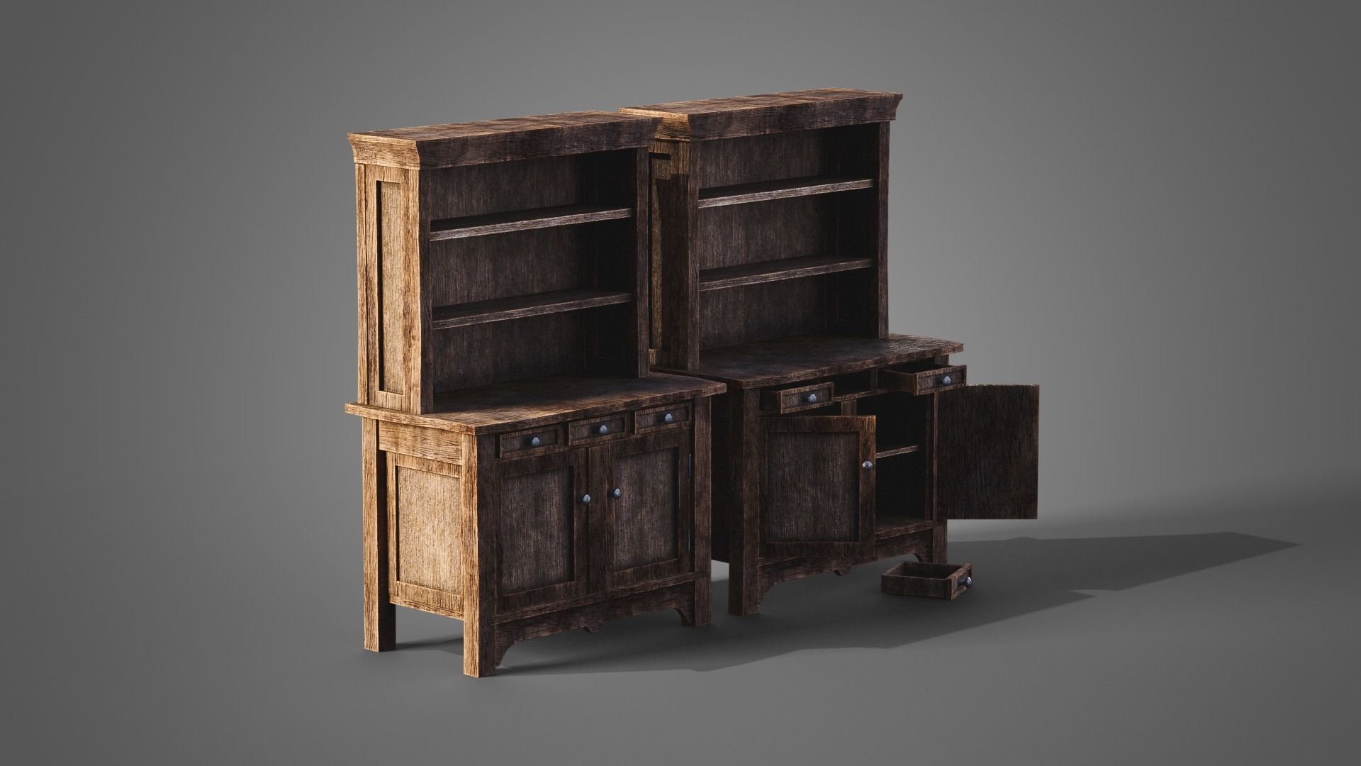 Medieval cabinets and chests Low-poly 3D model_22