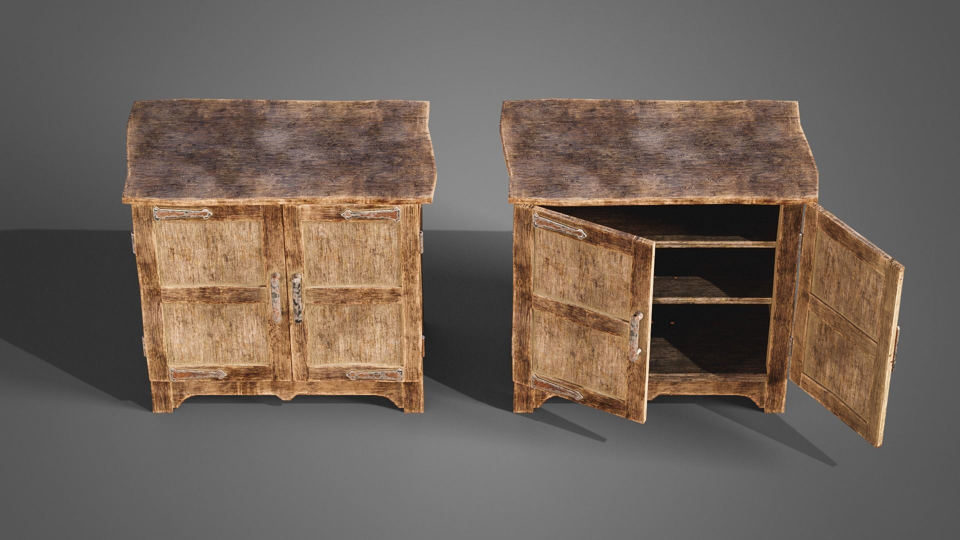 Medieval cabinets and chests Low-poly 3D model_8