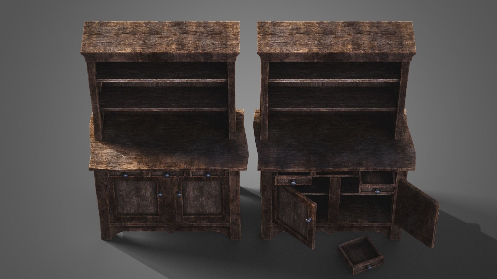 Medieval cabinets and chests Low-poly 3D model_21