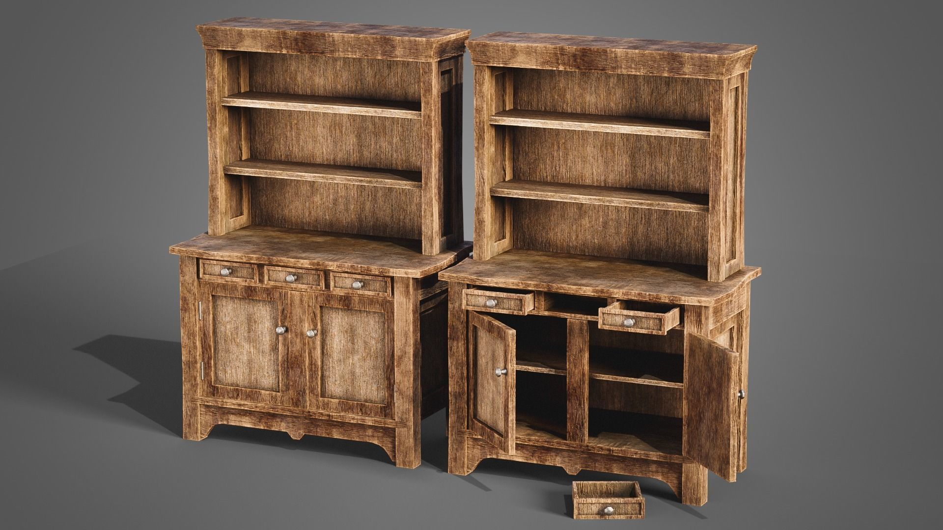 Medieval cabinets and chests Low-poly 3D model_24