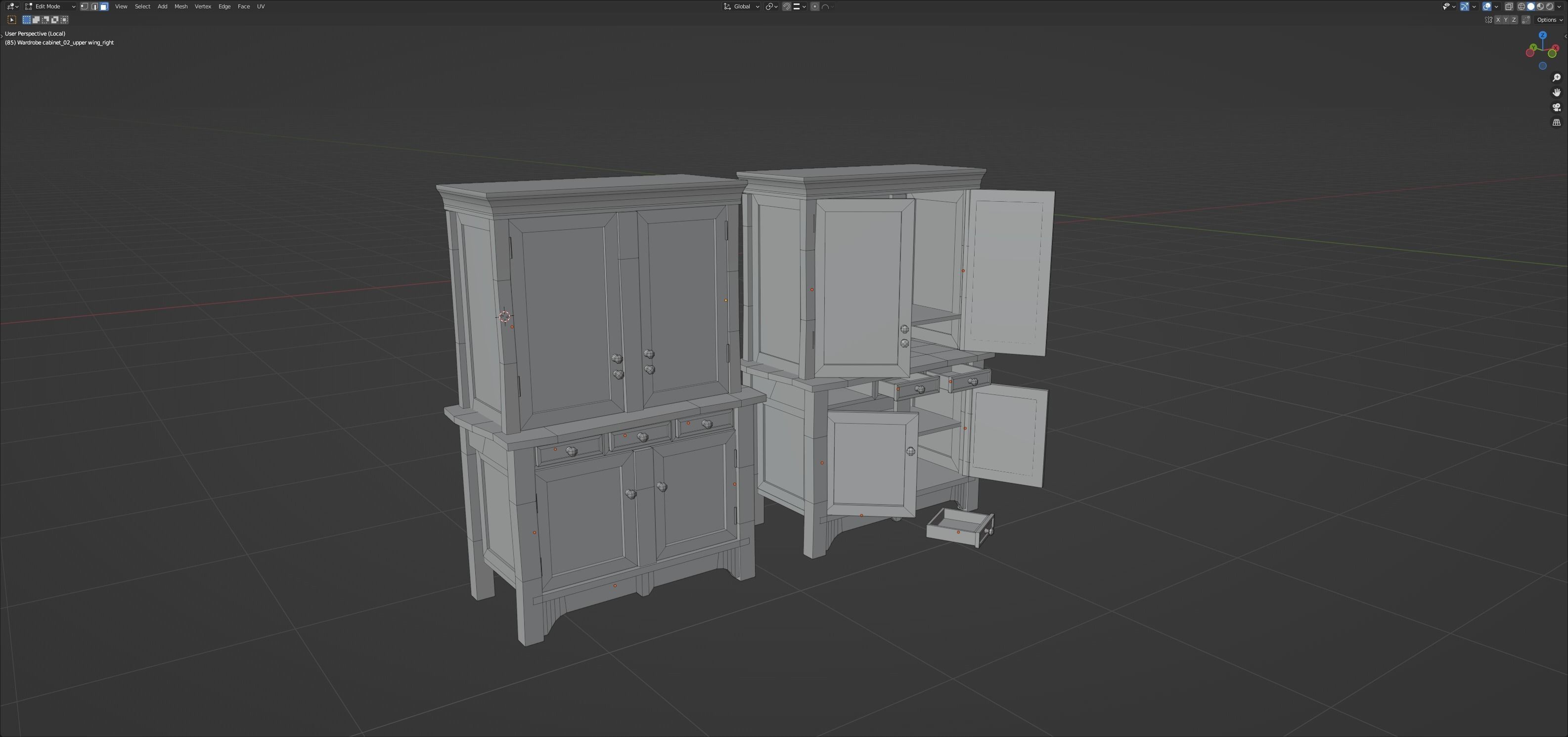 Medieval cabinets and chests Low-poly 3D model_34