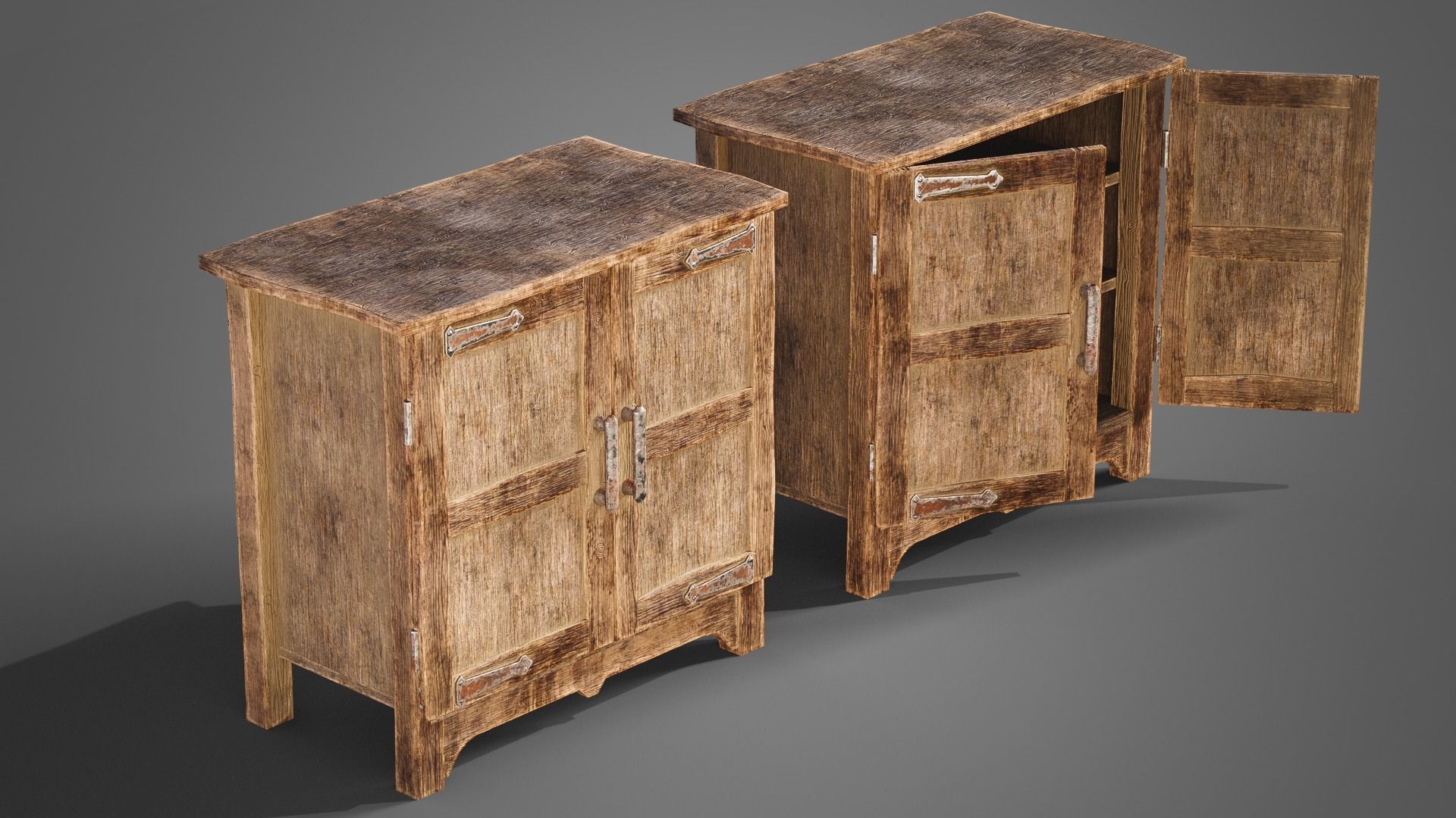 Medieval cabinets and chests Low-poly 3D model_13