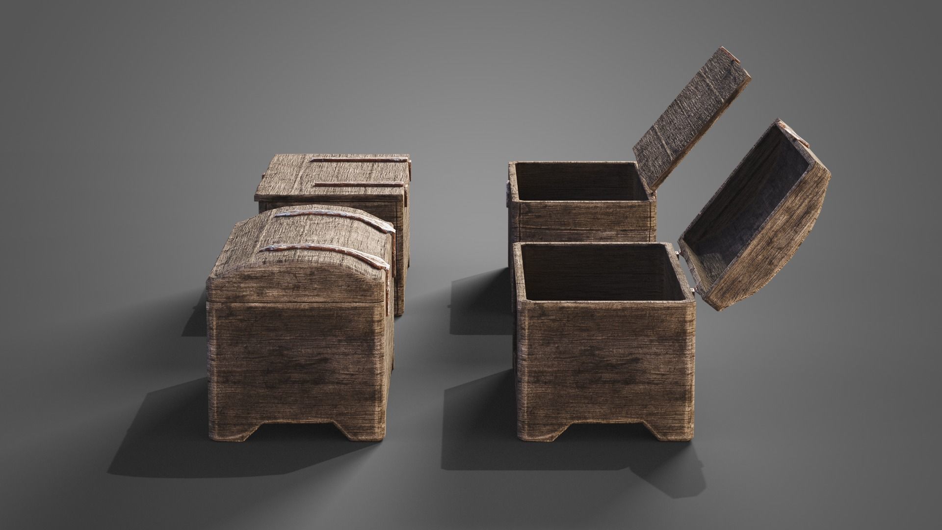 Medieval cabinets and chests Low-poly 3D model_30