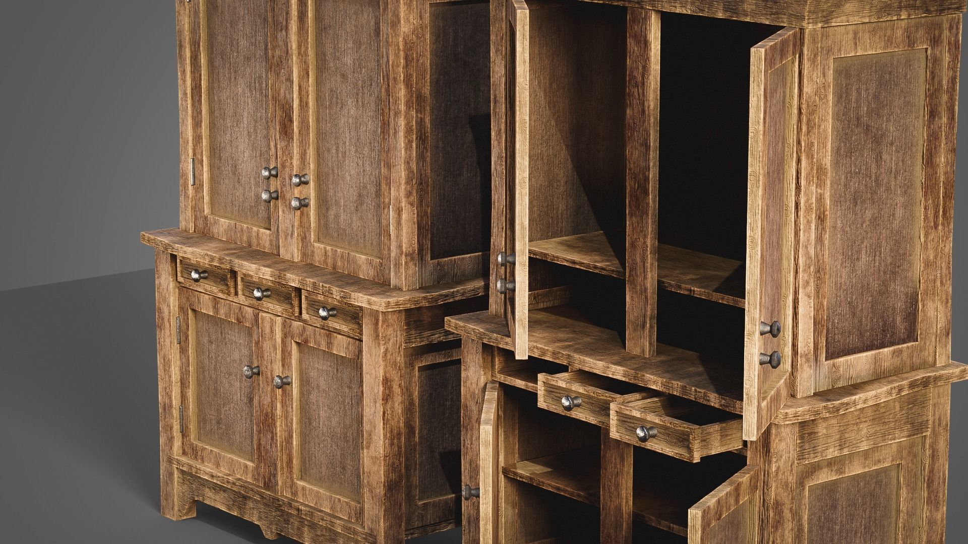 Medieval cabinets and chests Low-poly 3D model_12