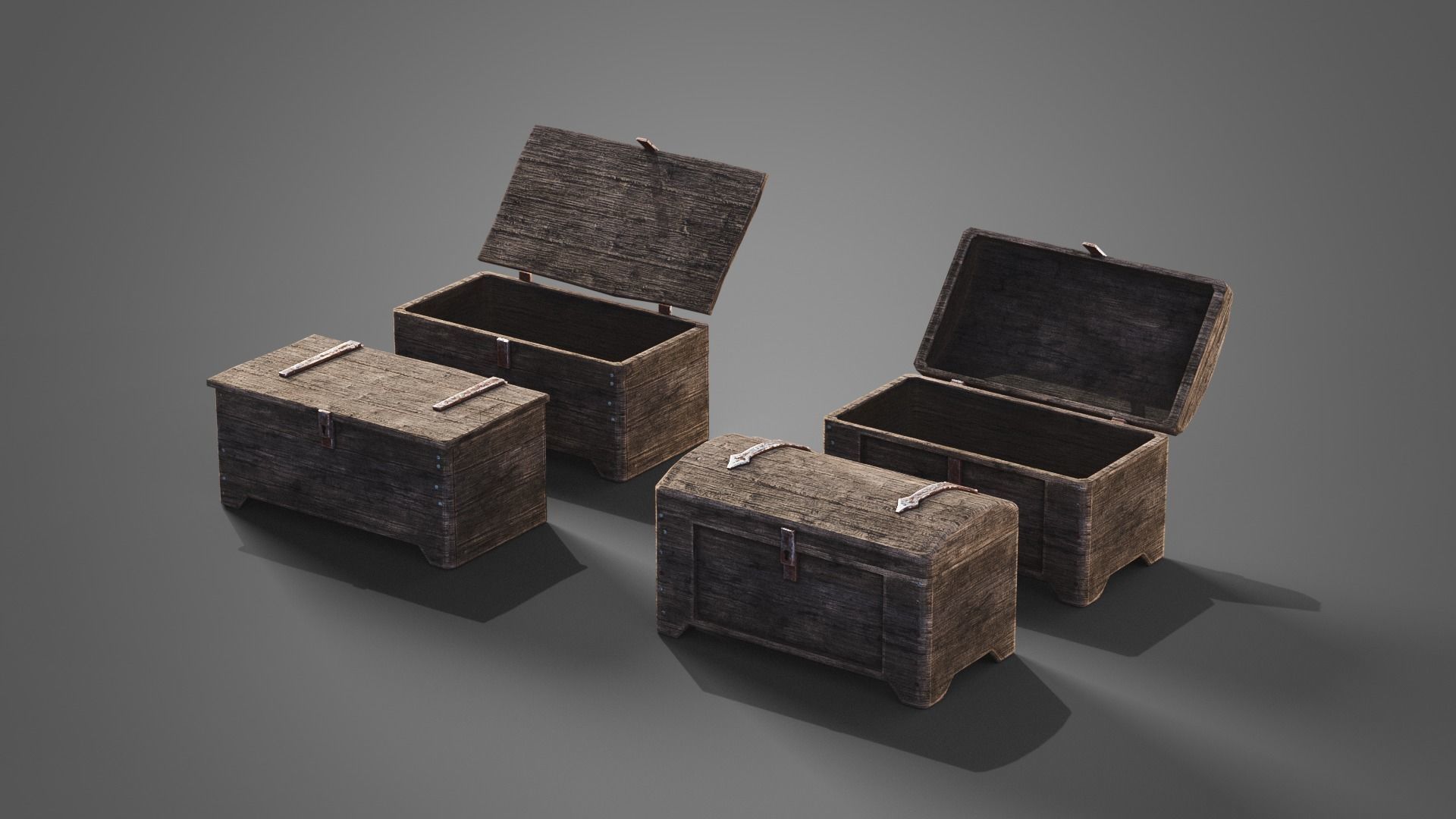 Medieval cabinets and chests Low-poly 3D model_31