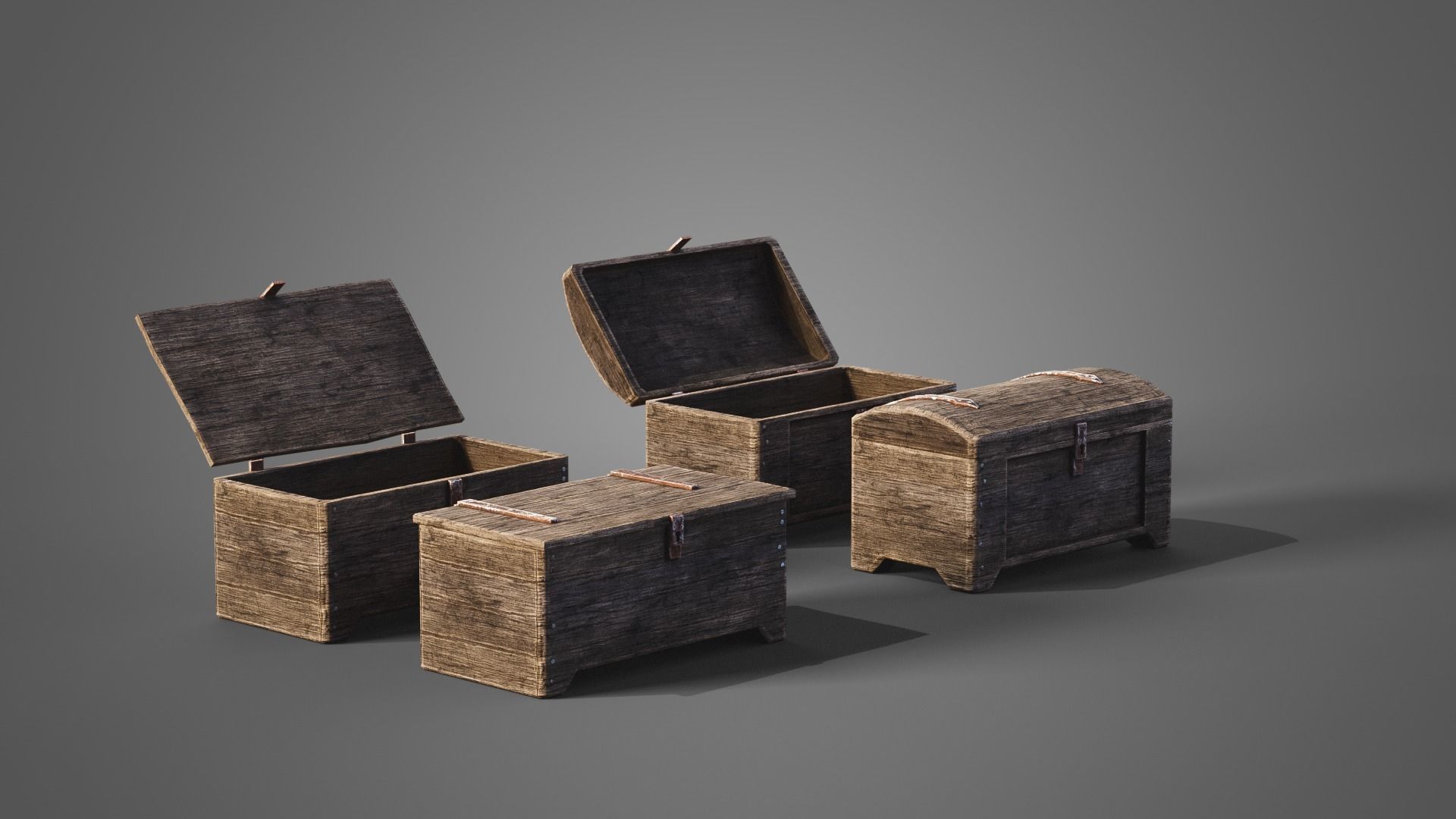 Medieval cabinets and chests Low-poly 3D model_28