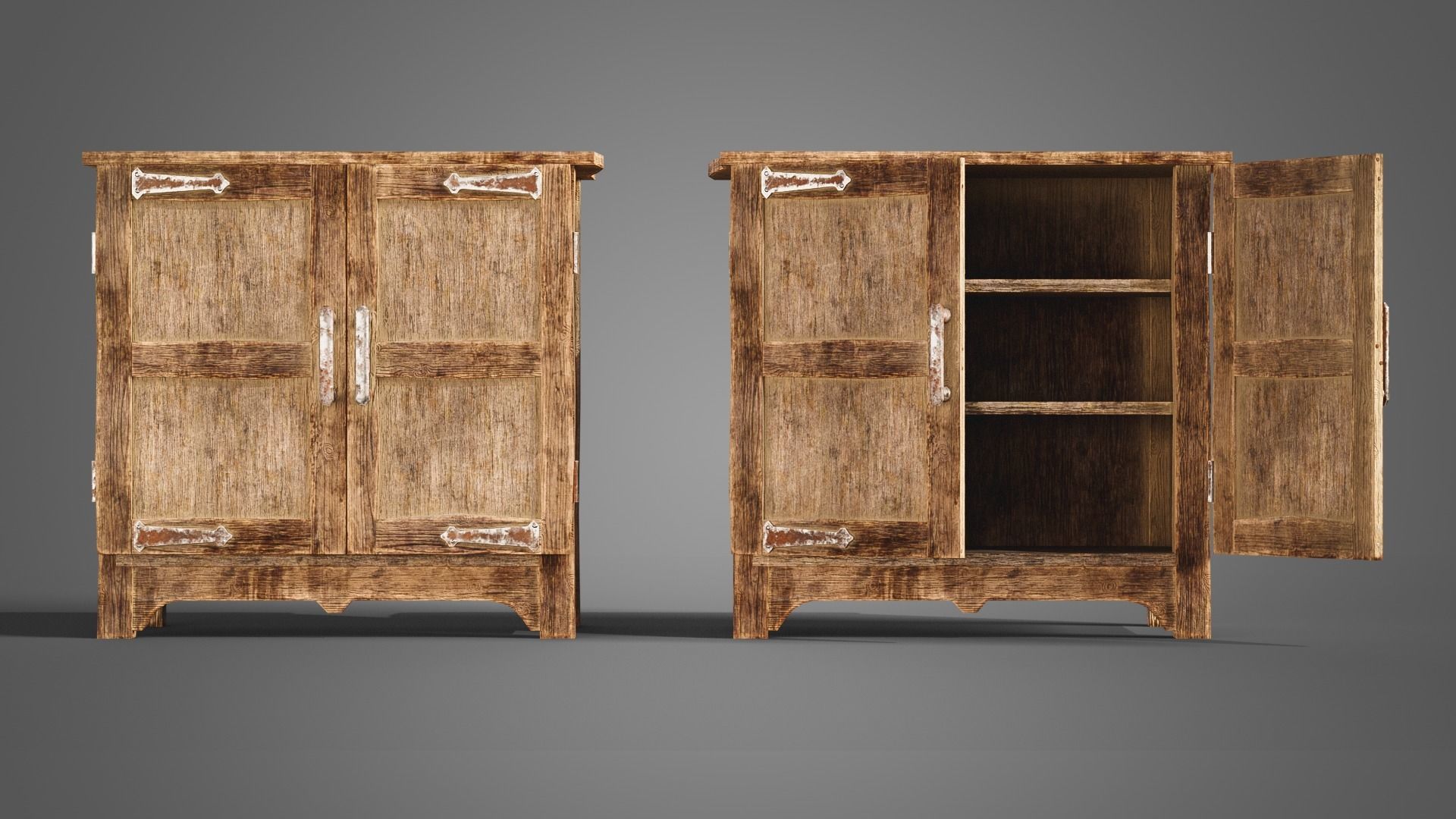 Medieval cabinets and chests Low-poly 3D model_14