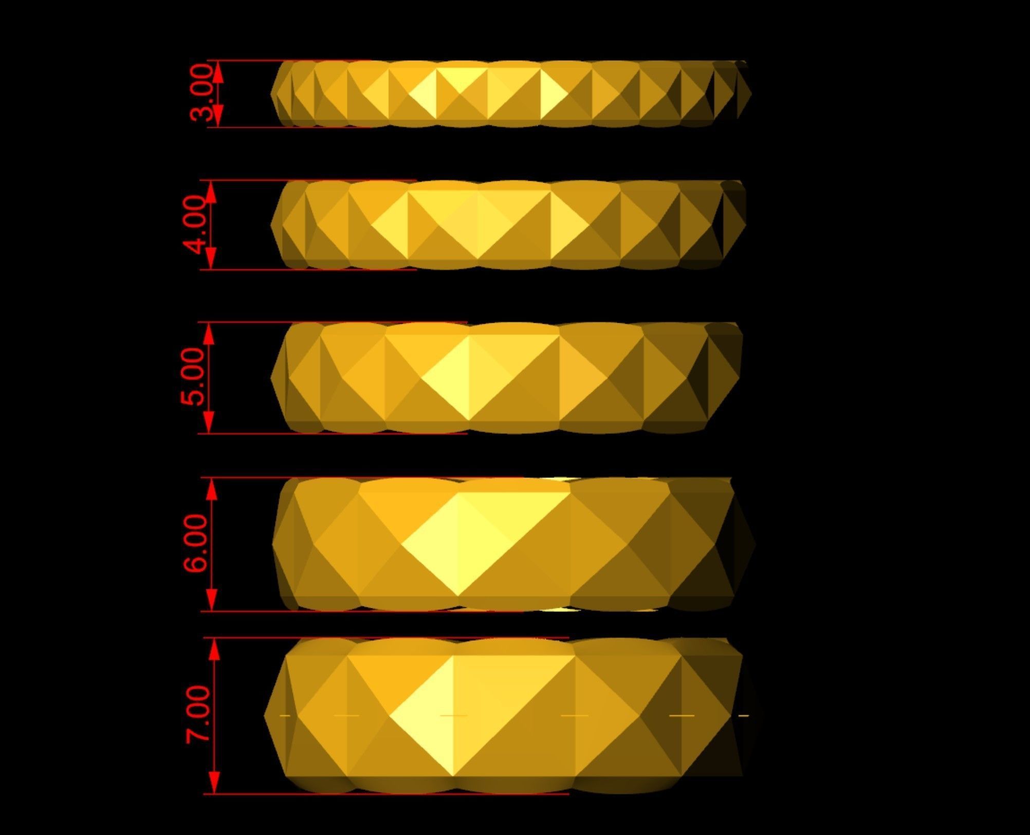 Square Pyramid Ring 5 width sizes US-7 3D print model_5