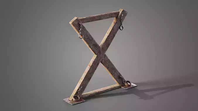 Prison torture cross Low-poly 3D model