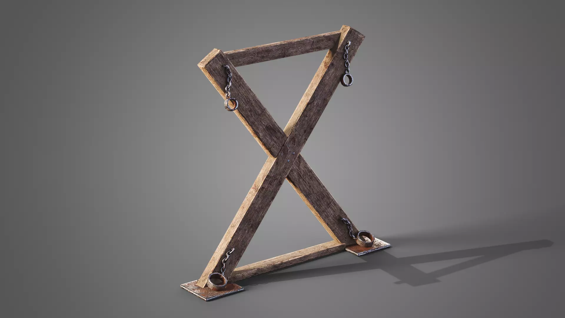 Prison torture cross Low-poly 3D model_0
