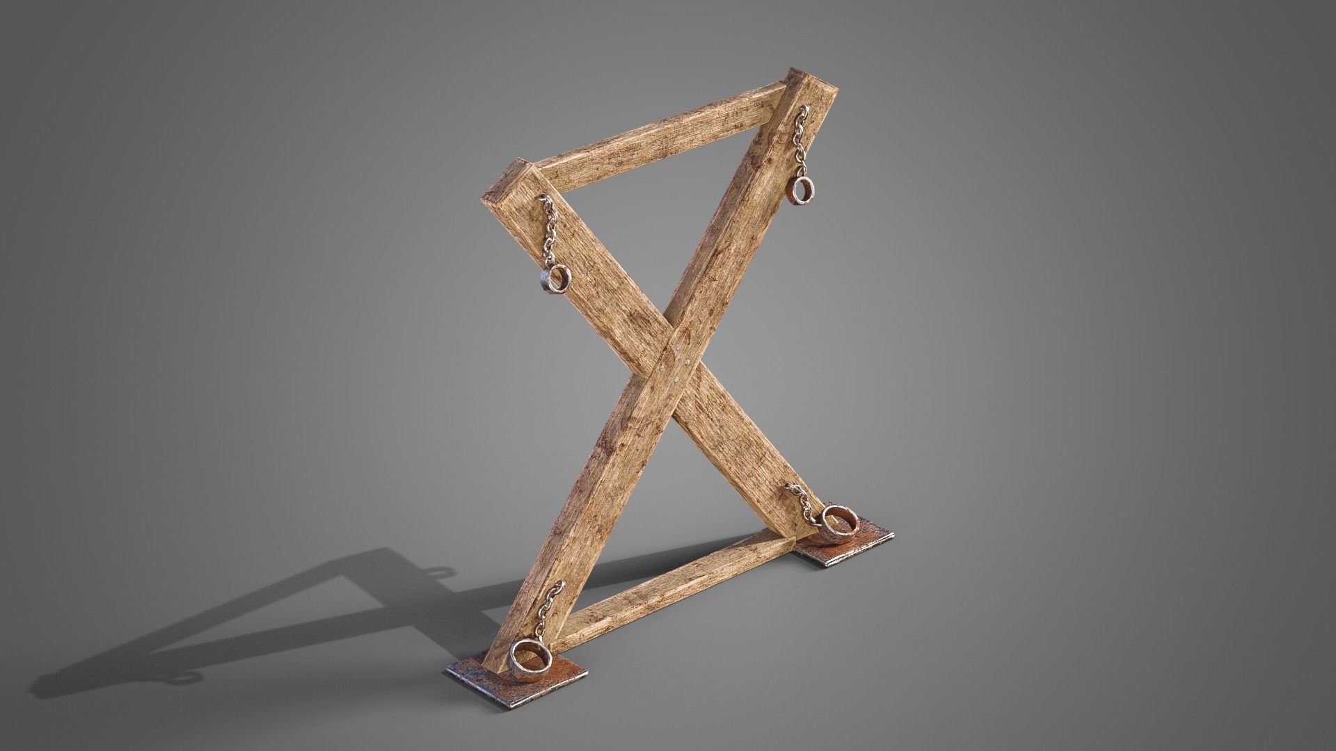 Prison torture cross Low-poly 3D model_3