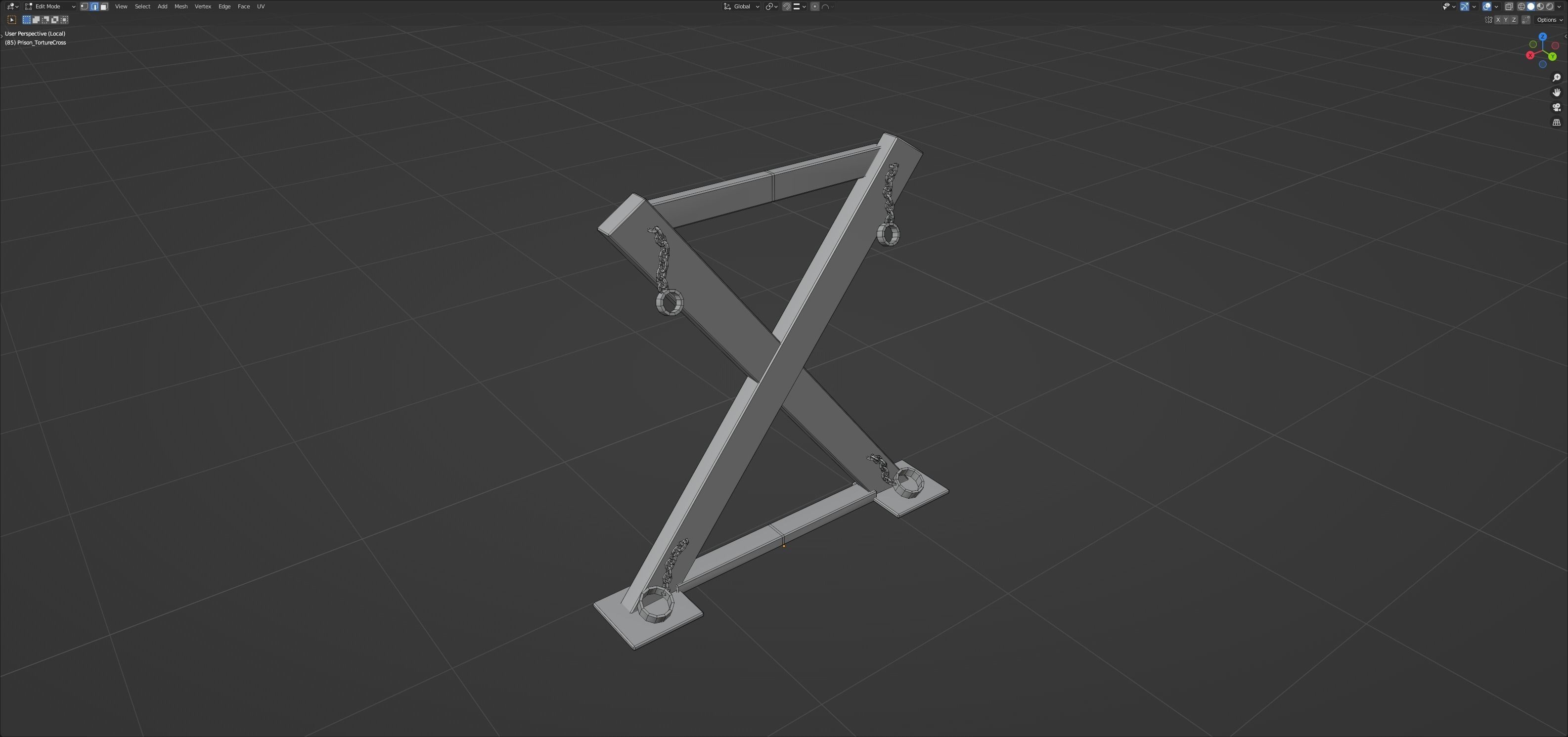 Prison torture cross Low-poly 3D model_5