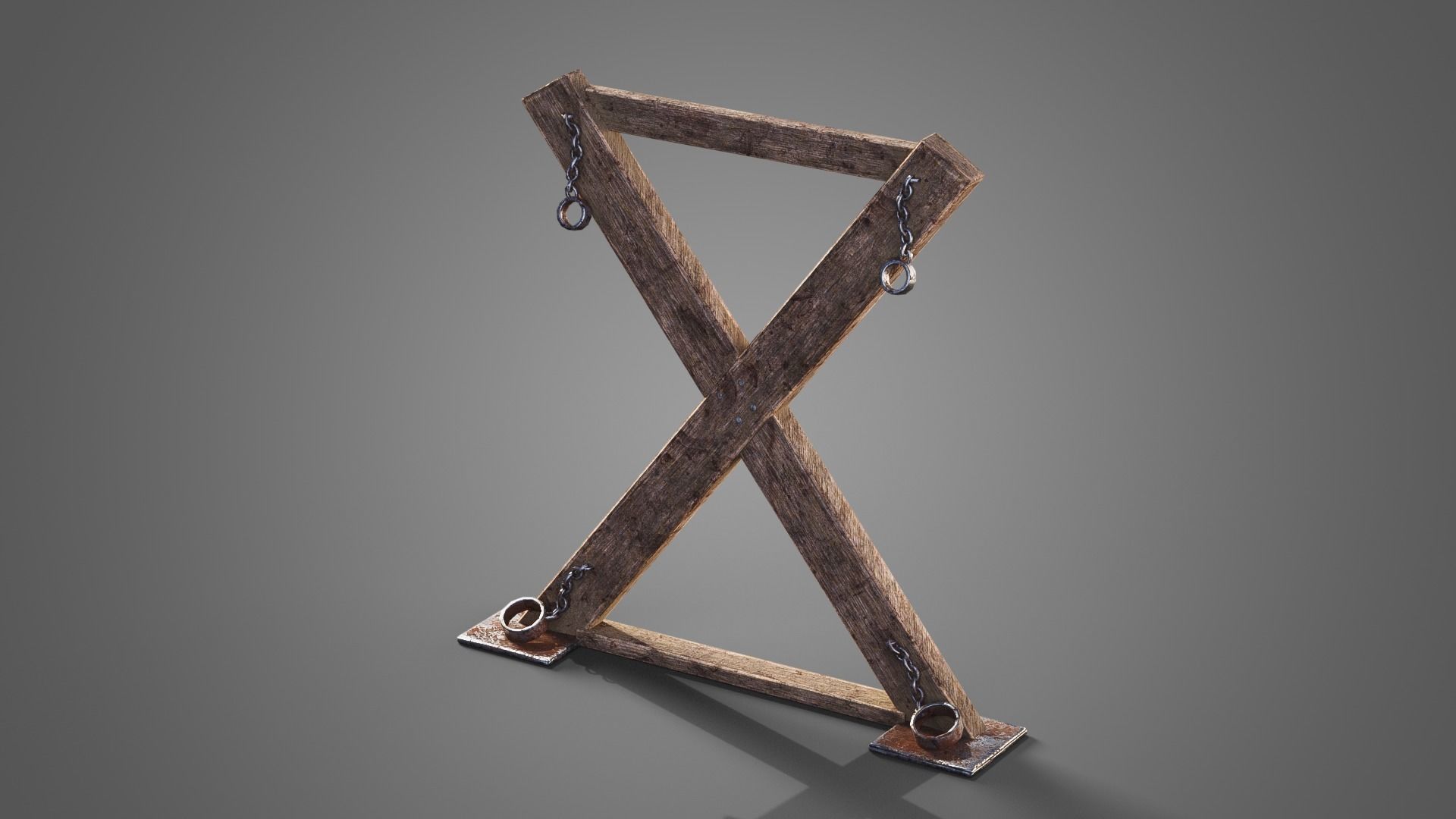 Prison torture cross Low-poly 3D model_1