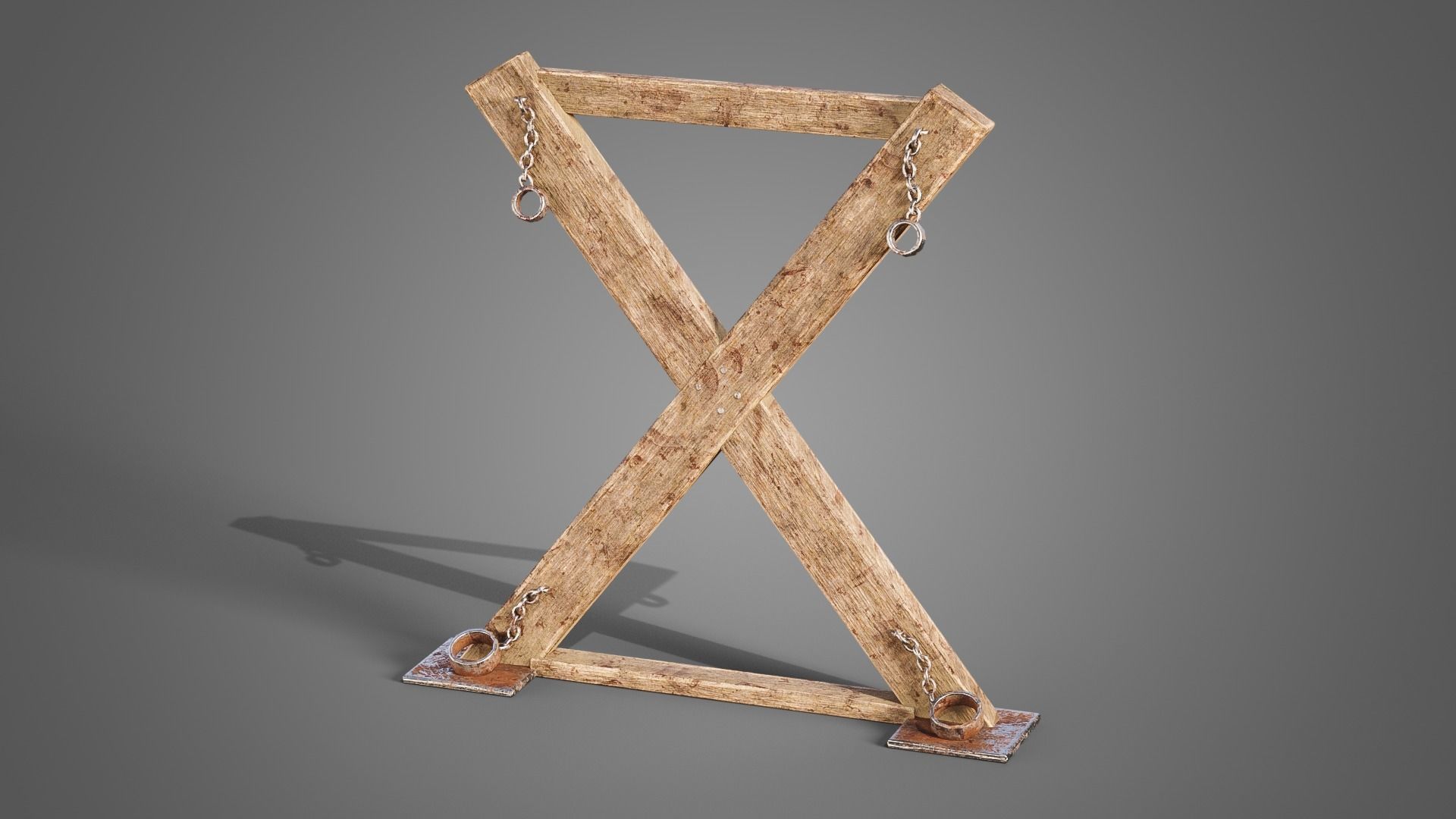 Prison torture cross Low-poly 3D model_2