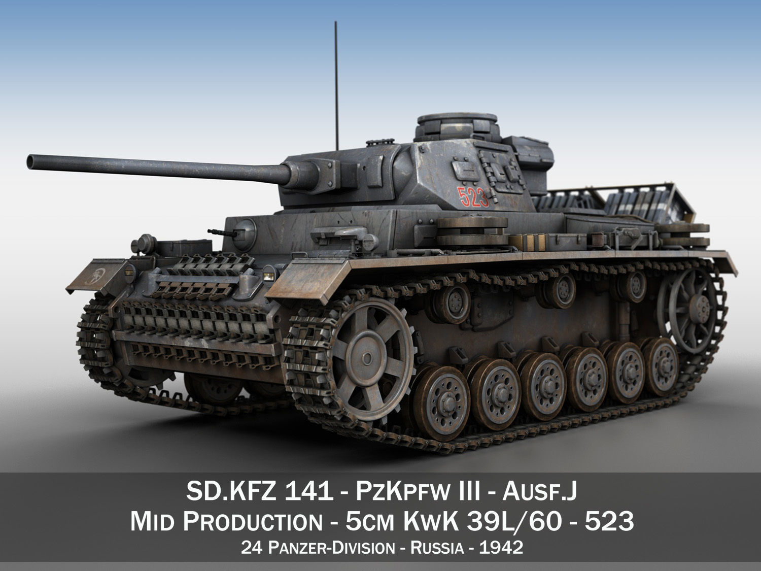 PzKpfw III - Ausf J - 523 3D Model OBJ 3DS FBX C4D LWO LW ...