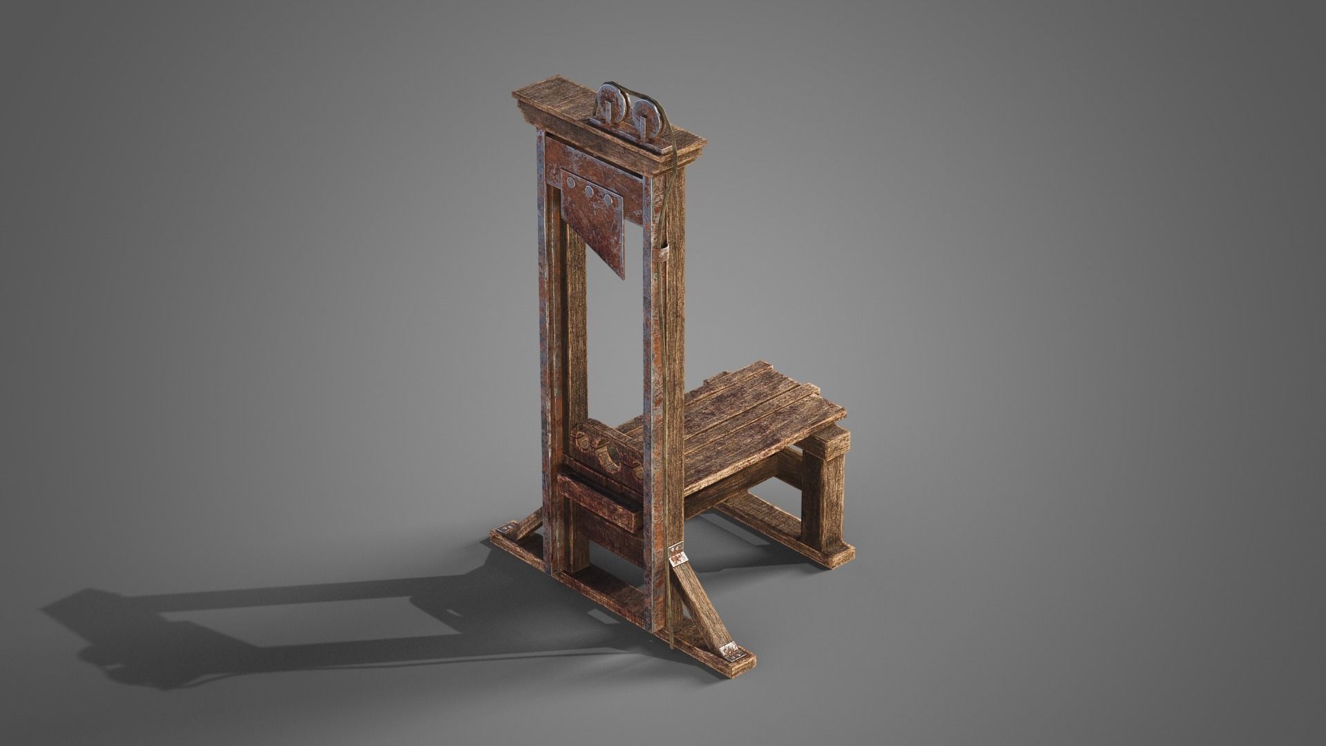 Medieval guillotine Low-poly 3D model_3