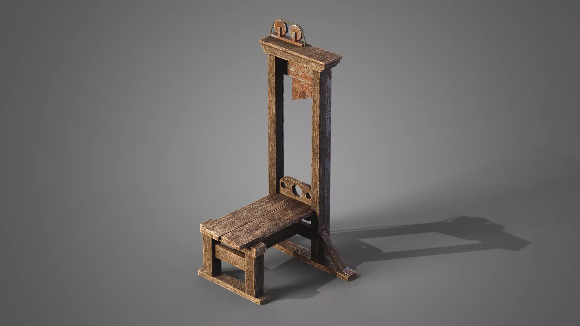 Medieval guillotine Low-poly 3D model_0