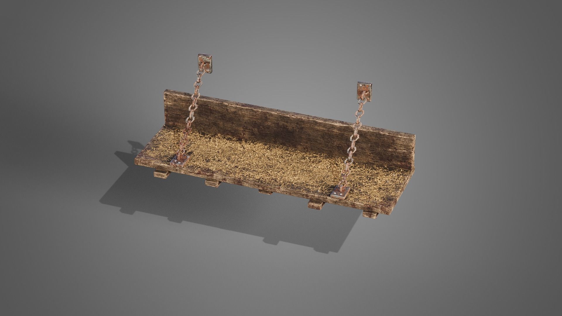 Medieval prison bed Low-poly 3D model_2