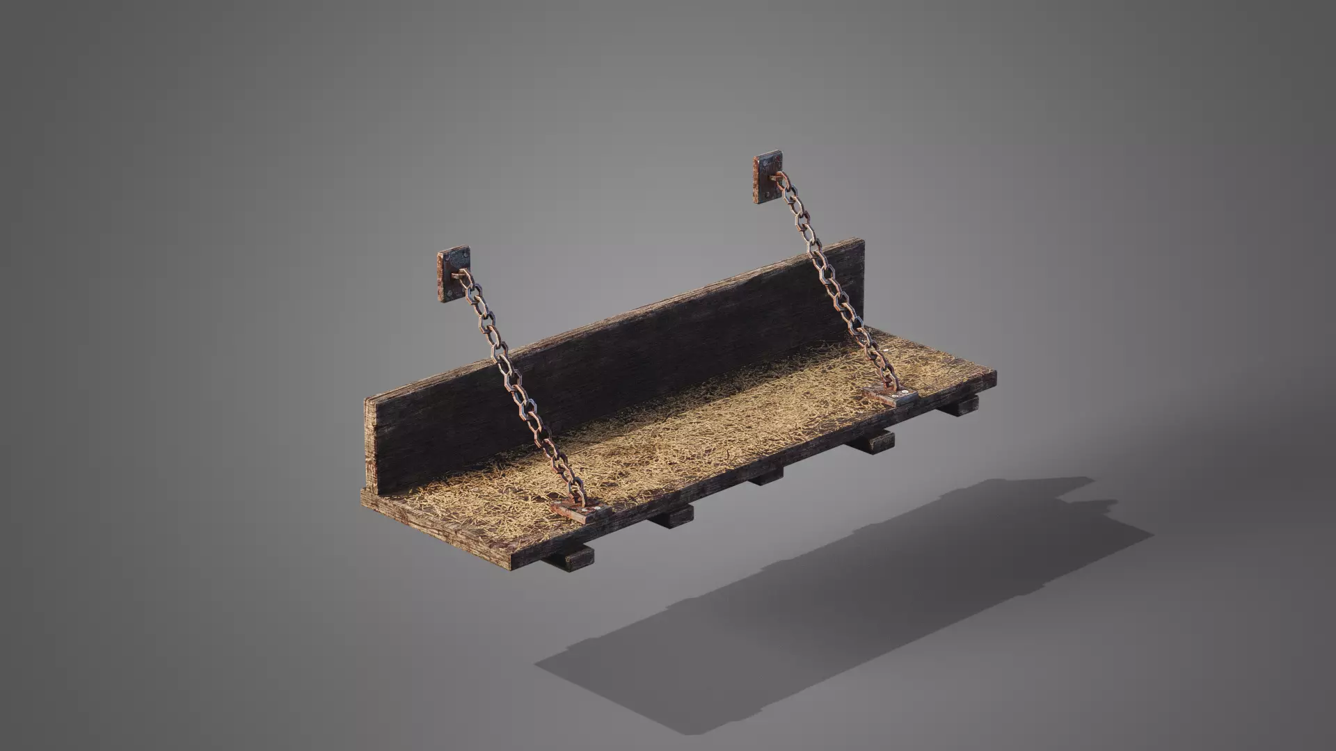 Medieval prison bed Low-poly 3D model_0