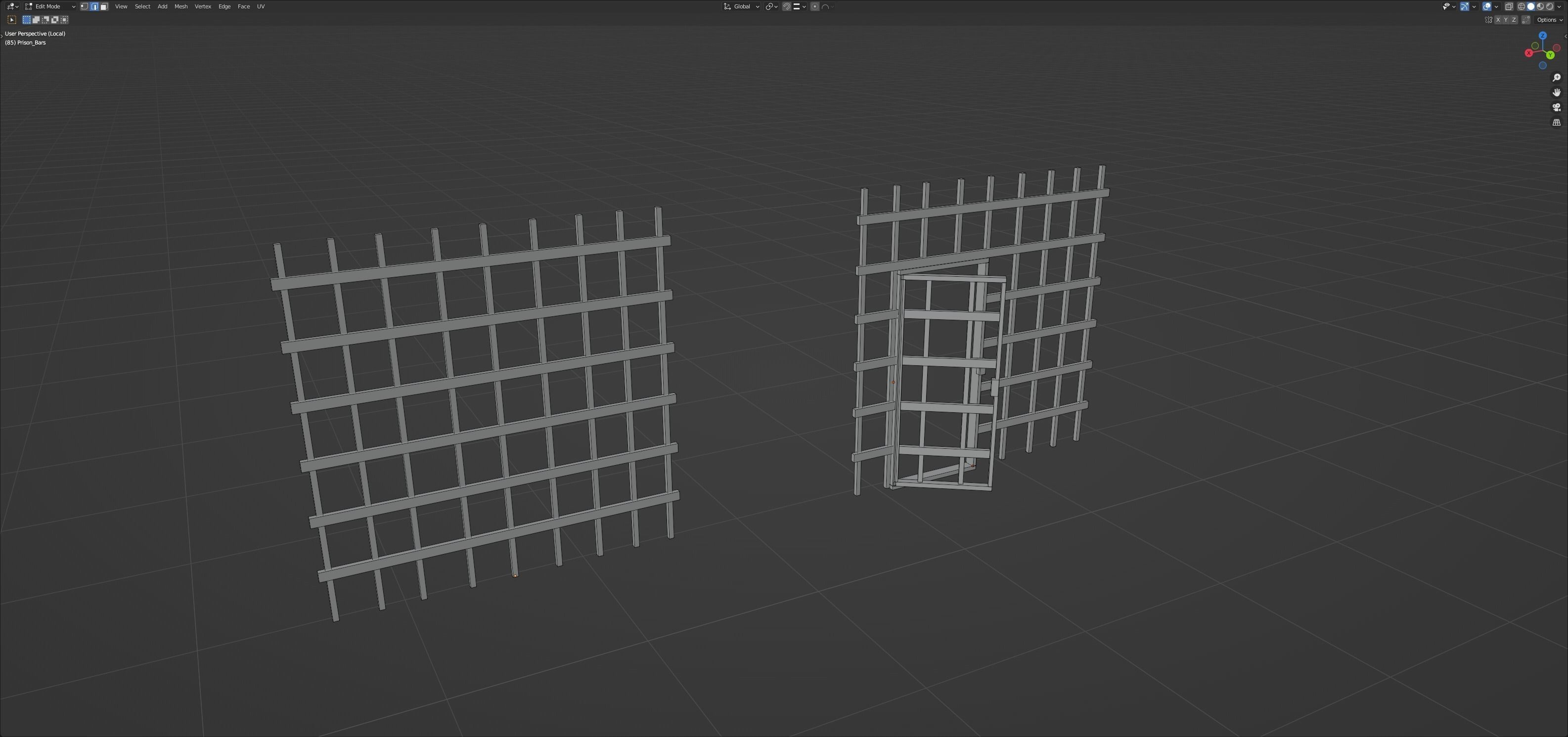 Prison bars and cage Low-poly 3D model_6