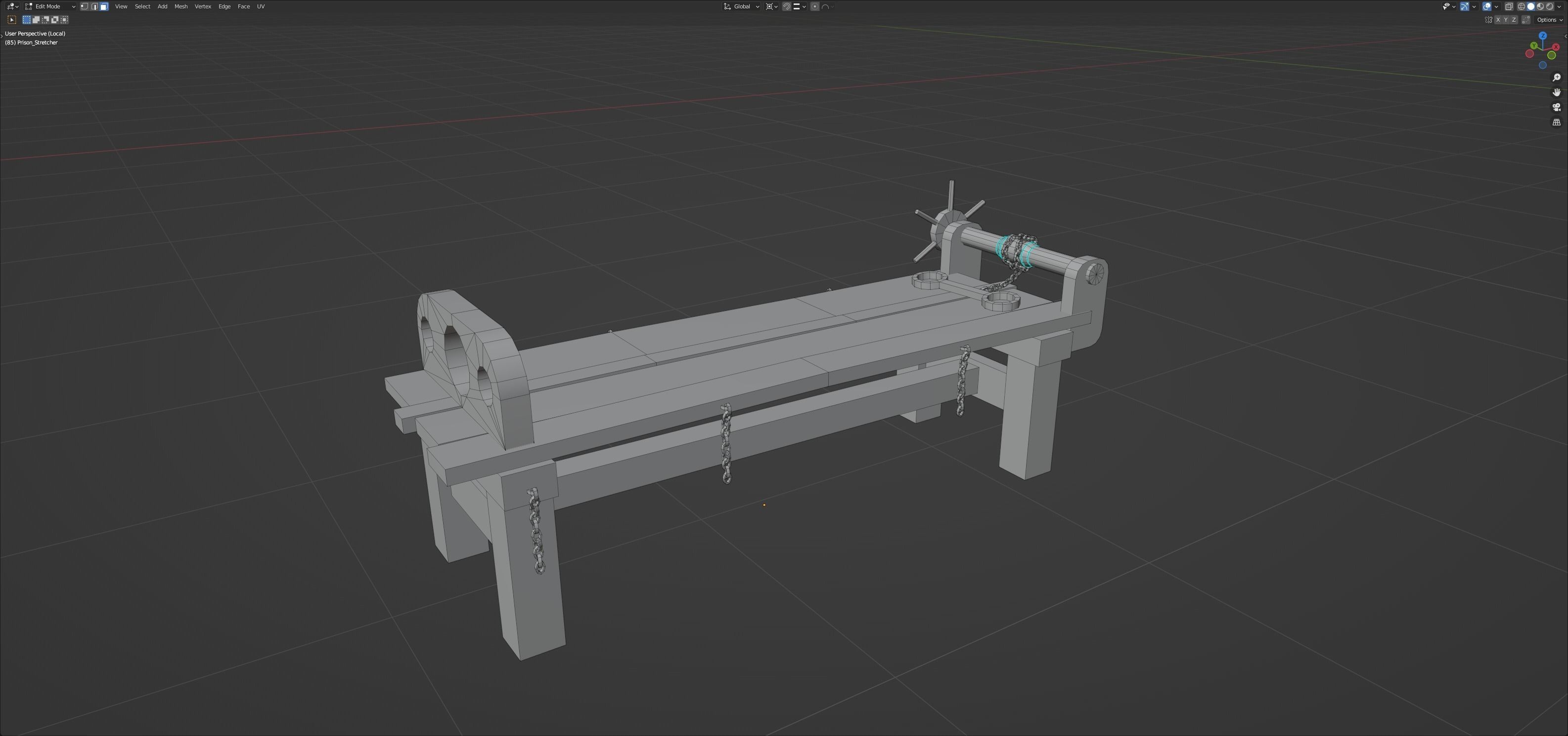 Medieval prison set Low-poly 3D model_38