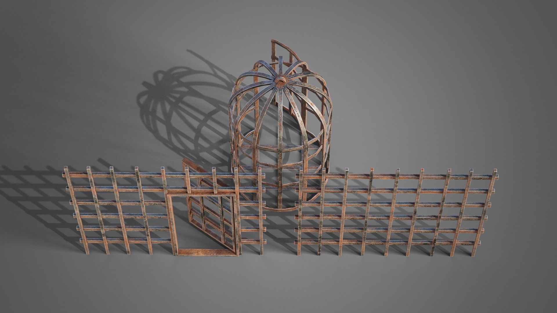 Medieval prison set Low-poly 3D model_33