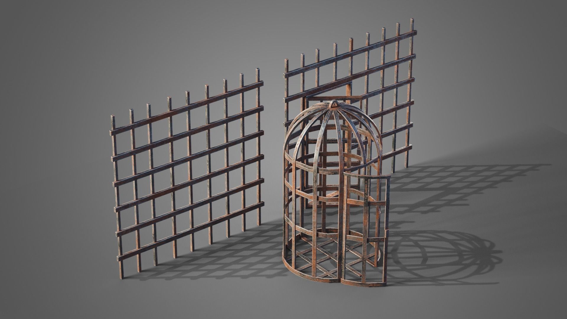 Medieval prison set Low-poly 3D model_18