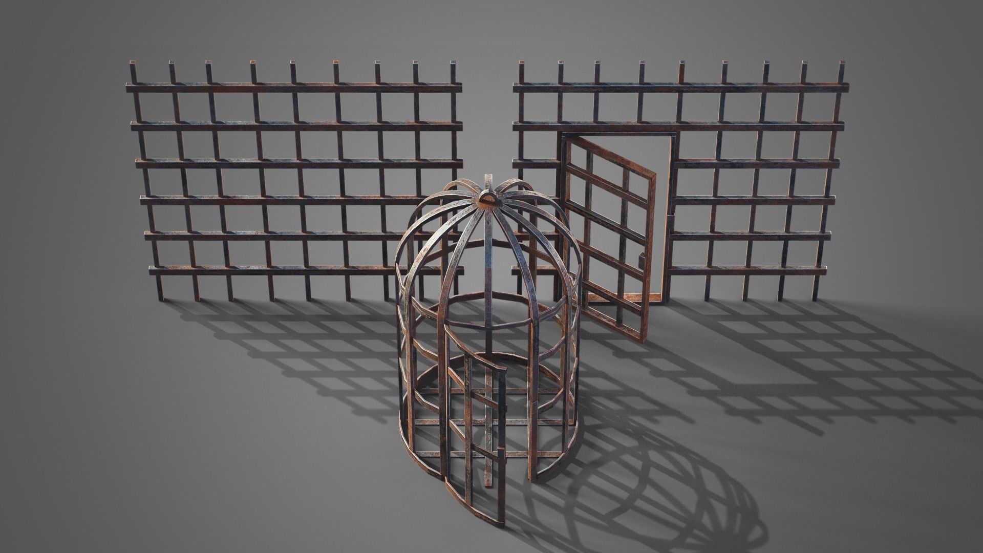 Medieval prison set Low-poly 3D model_13
