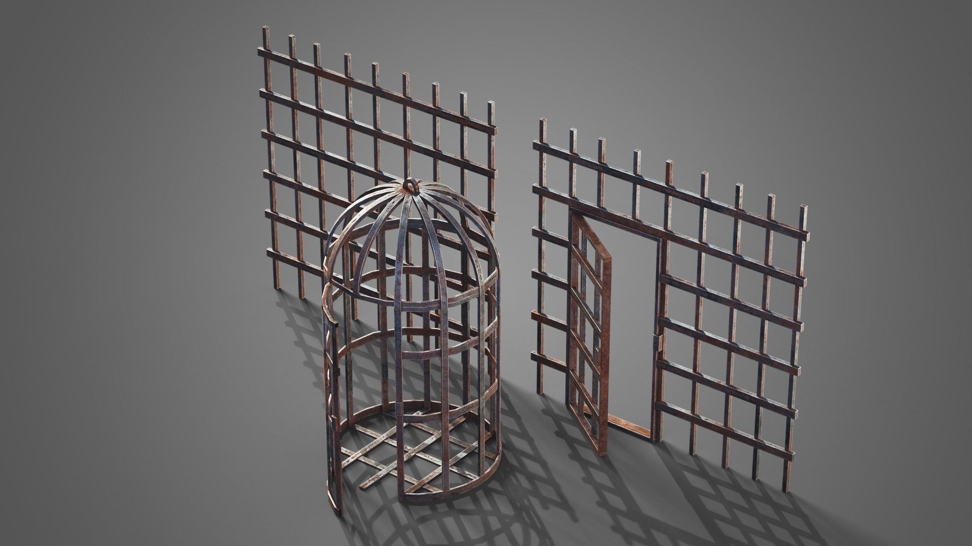 Medieval prison set Low-poly 3D model_15