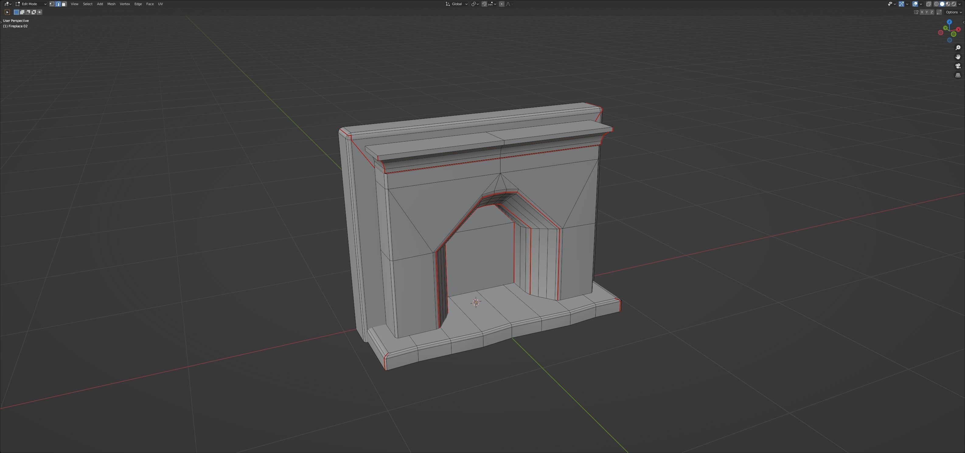 Fireplace set Low-poly 3D model_58