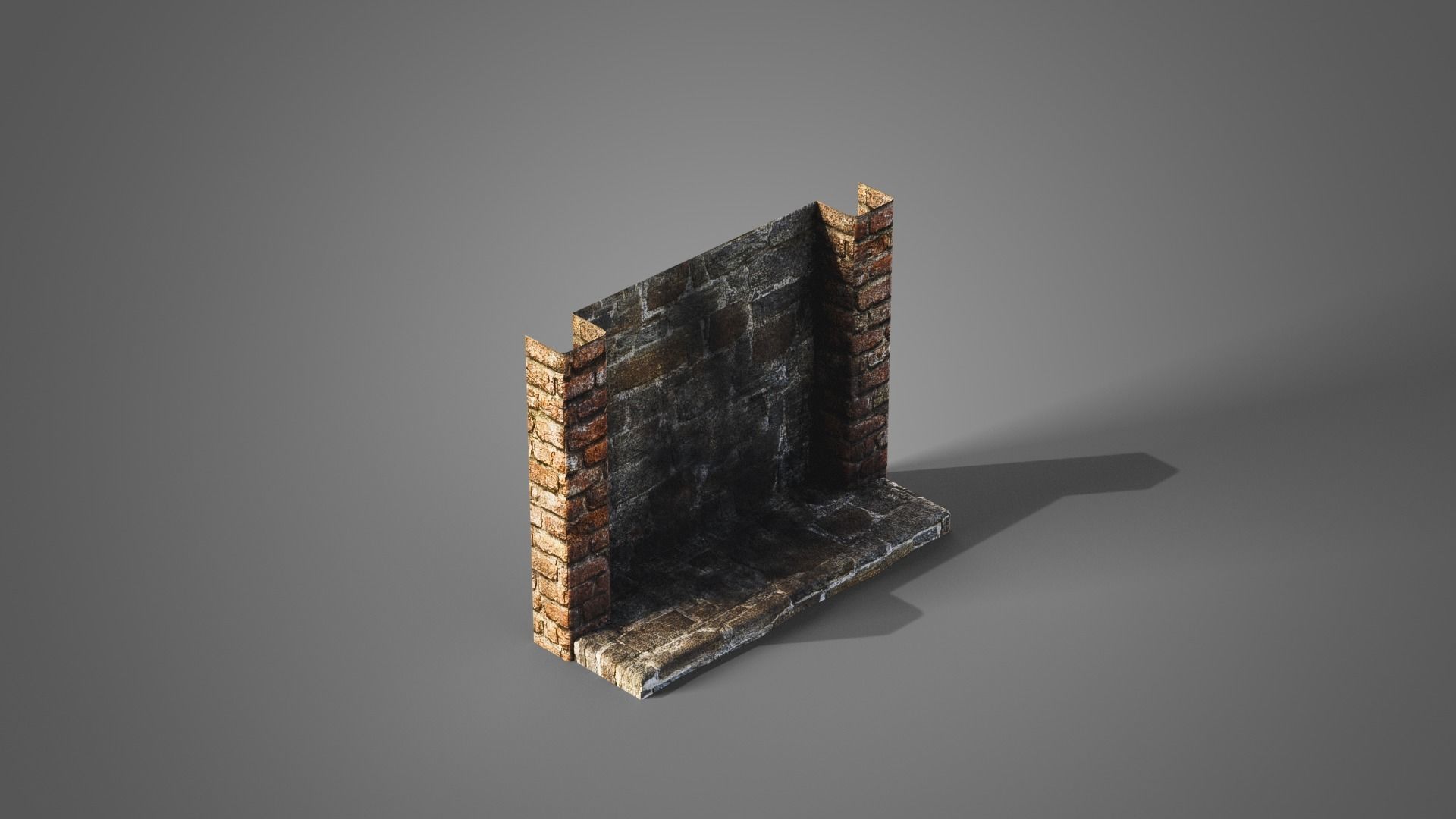 Fireplace set Low-poly 3D model_14