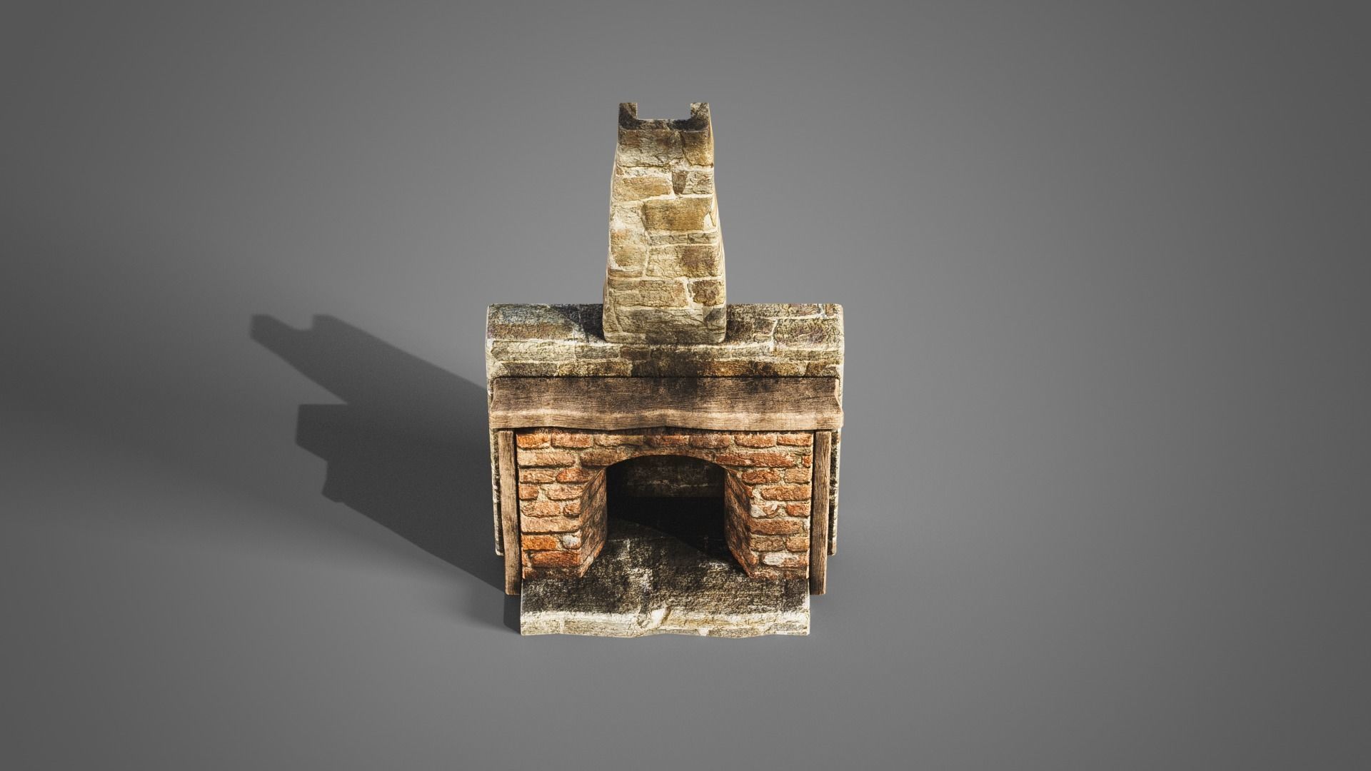 Fireplace set Low-poly 3D model_13