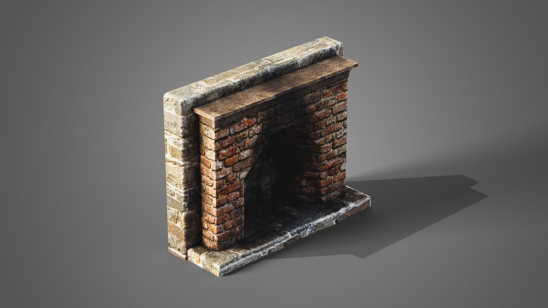 Fireplace set Low-poly 3D model_5