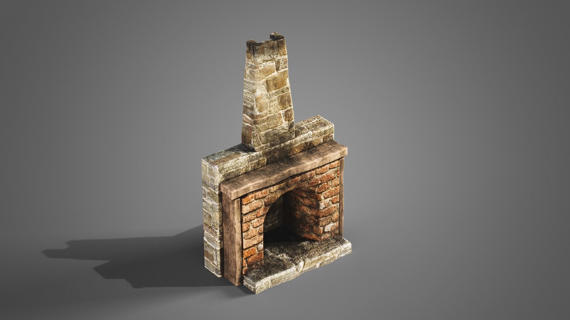 Fireplace set Low-poly 3D model_12
