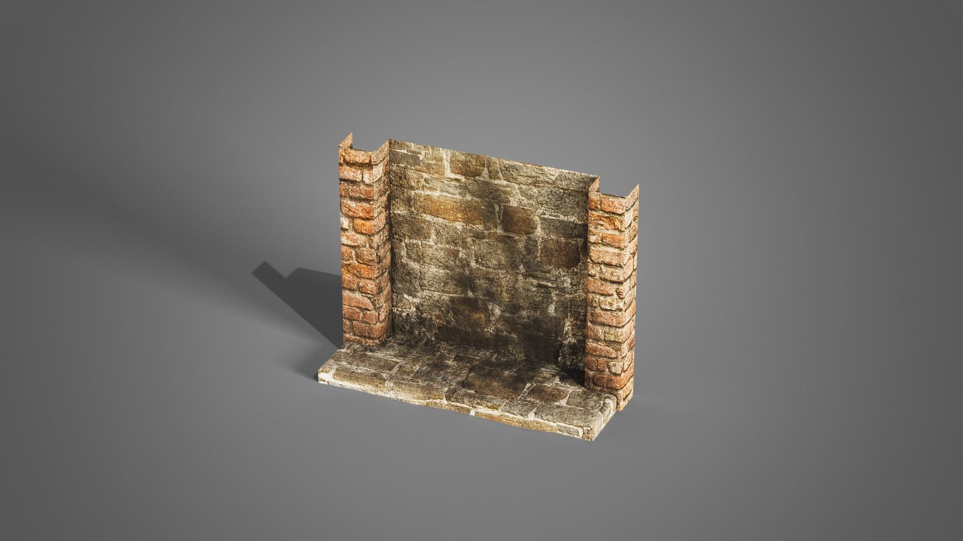 Fireplace set Low-poly 3D model_41