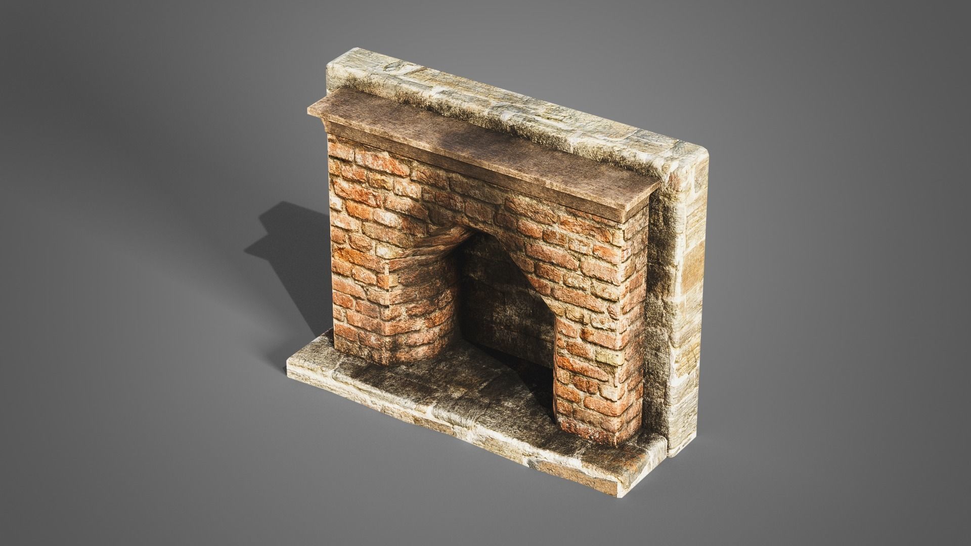Fireplace set Low-poly 3D model_7