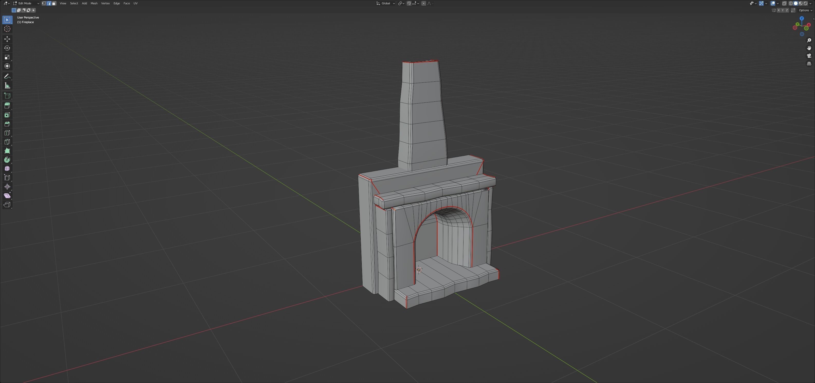 Fireplace set Low-poly 3D model_56