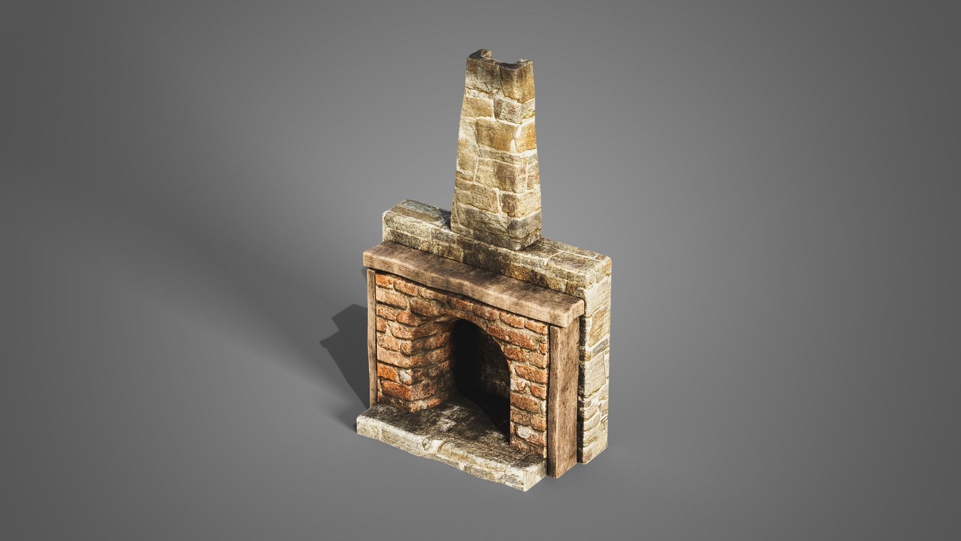 Fireplace set Low-poly 3D model_11