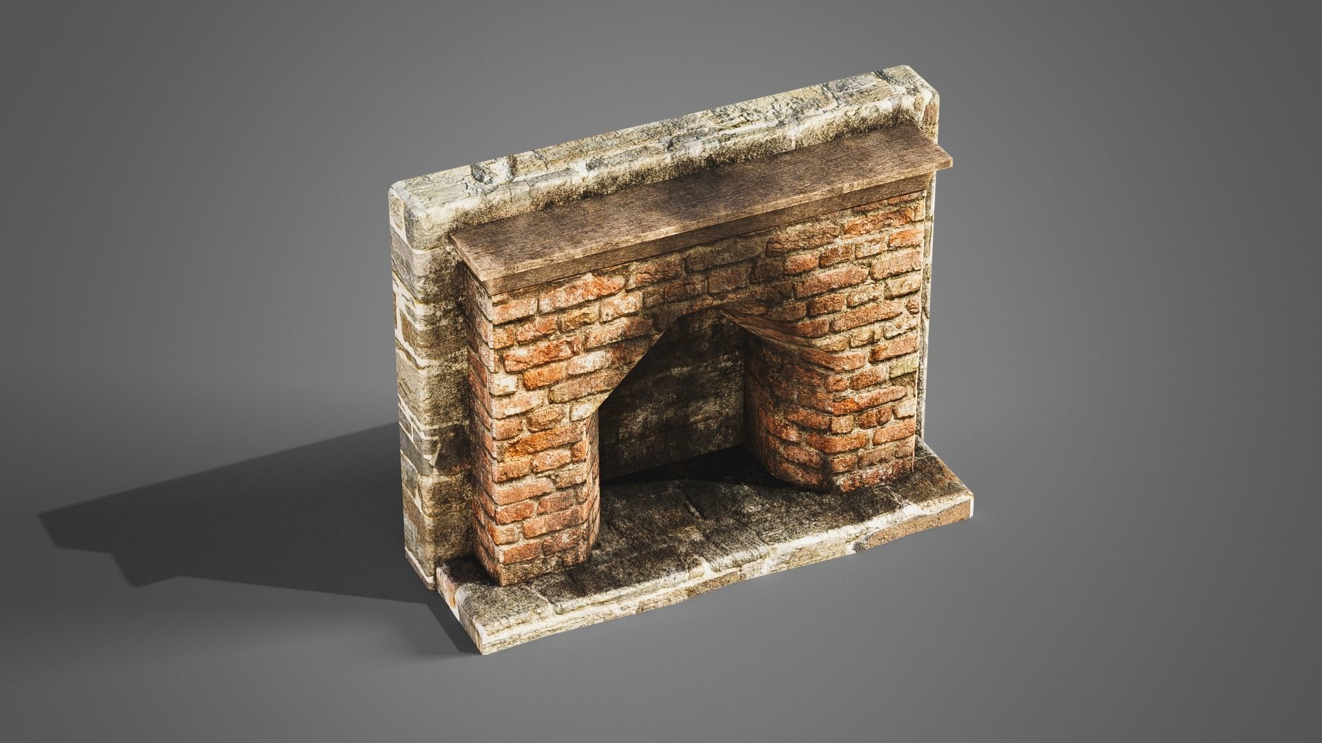 Fireplace set Low-poly 3D model_8