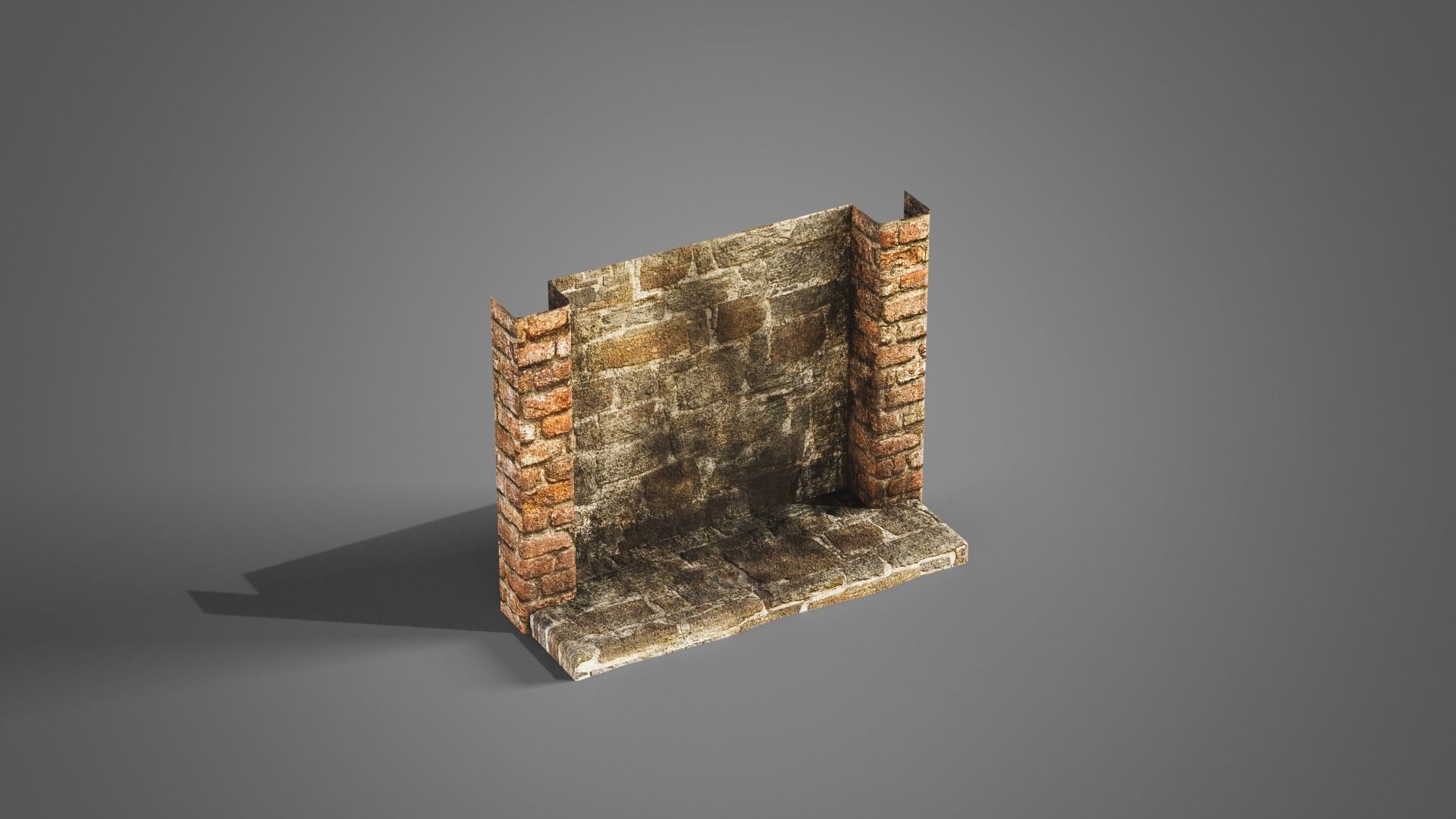 Fireplace set Low-poly 3D model_16