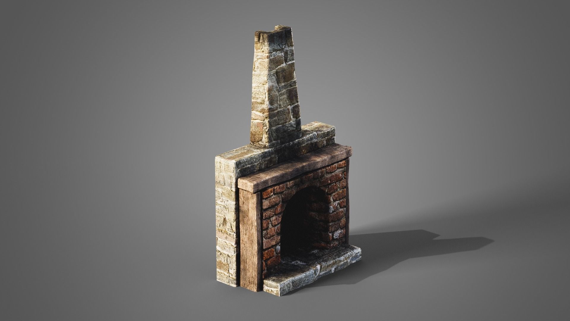 Fireplace set Low-poly 3D model_9