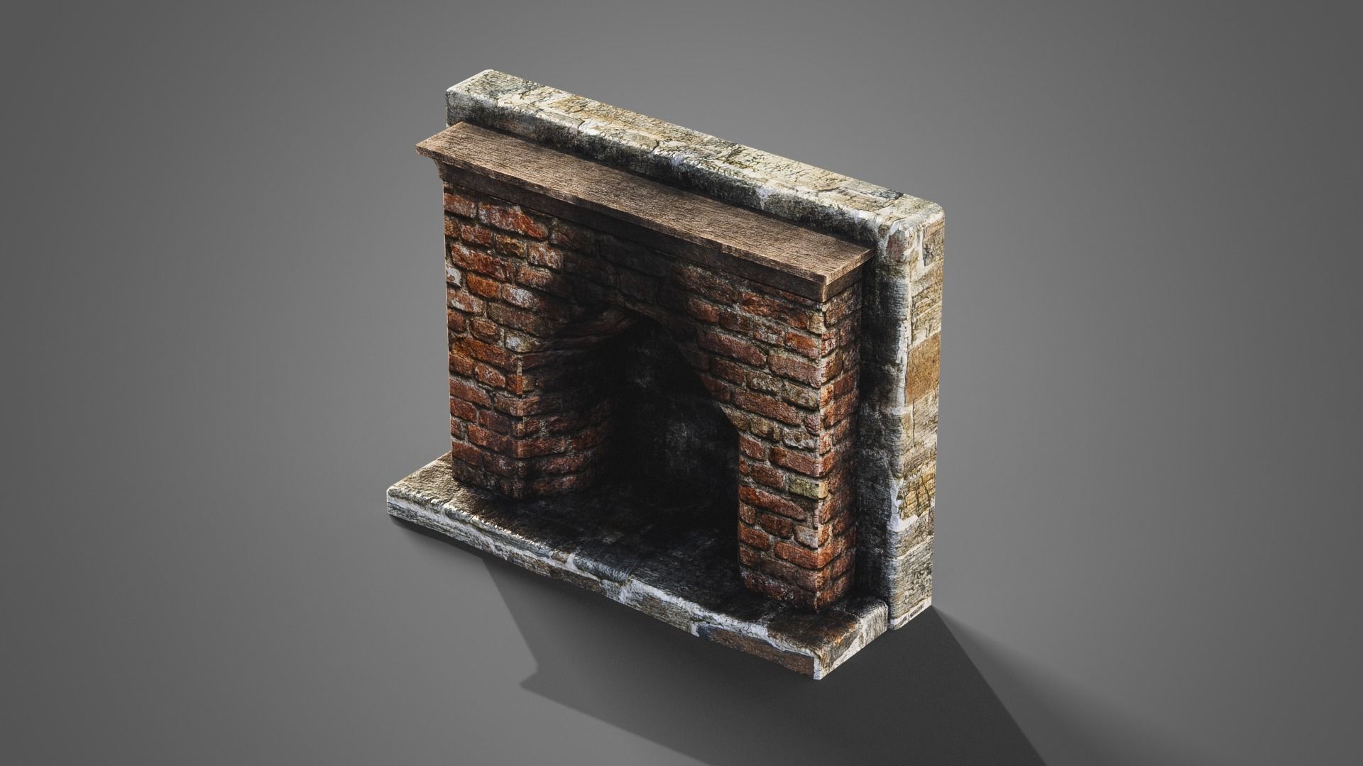 Fireplace set Low-poly 3D model_6