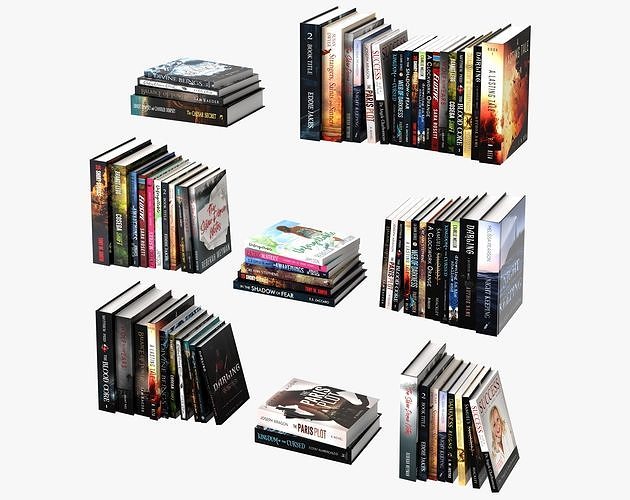 Books Collection Set paris loot book bundle Low-poly 3D model