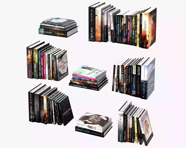 Books Collection Set paris loot book bundle Low-poly 3D model
