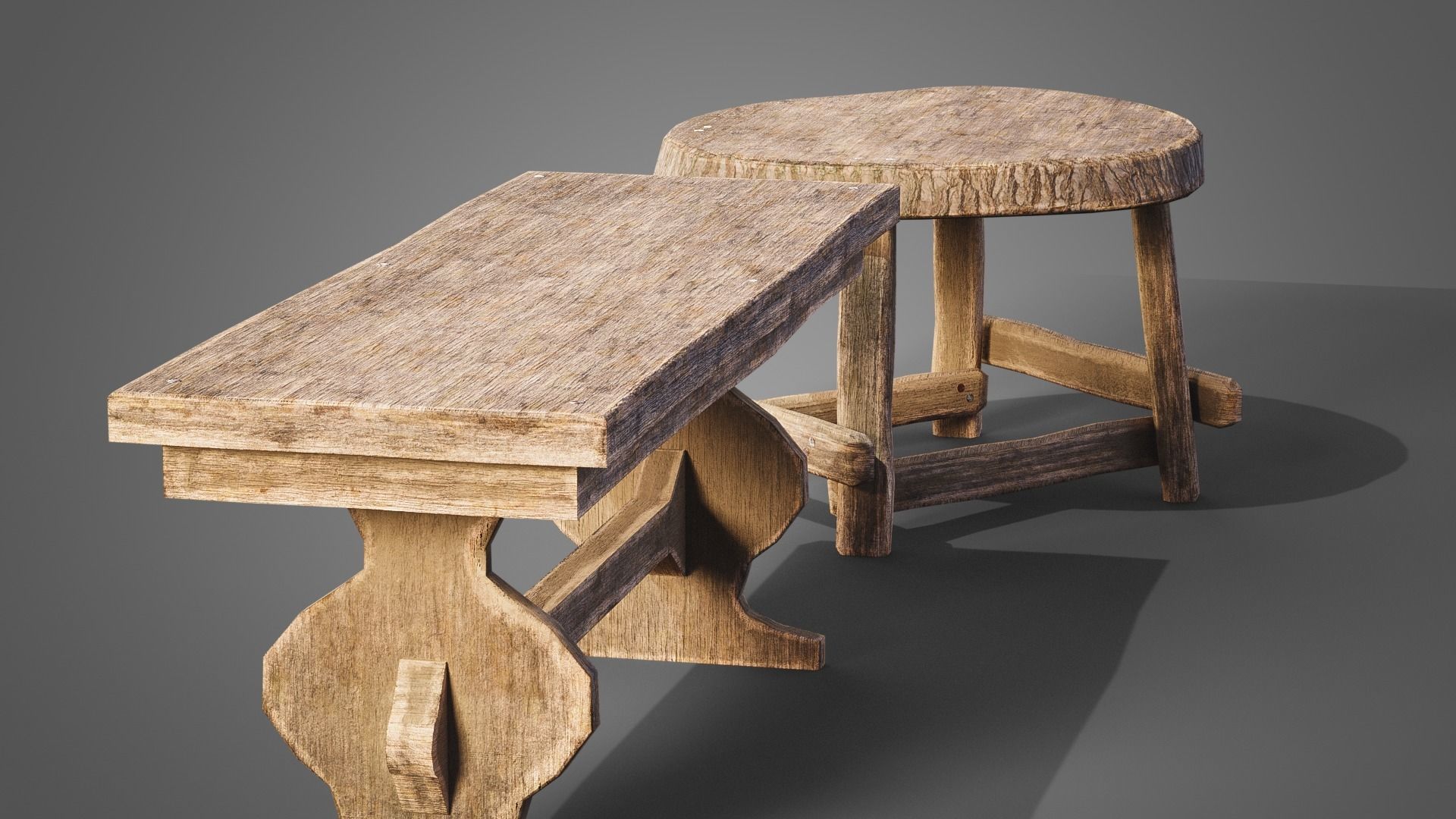 Chairs and tables set Low-poly 3D model_19