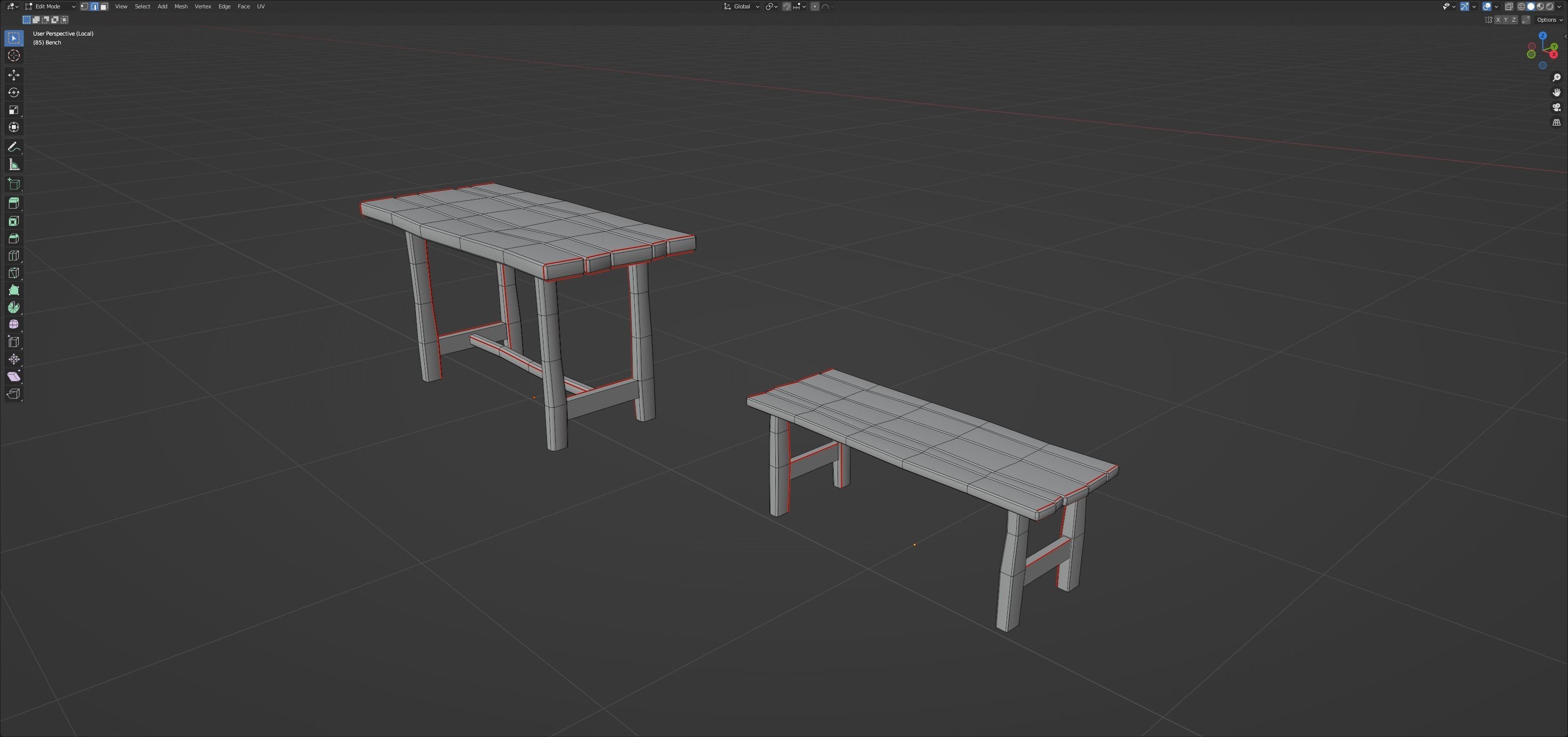 Chairs and tables set Low-poly 3D model_25